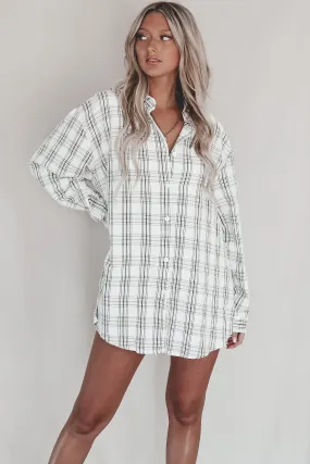 Cute Girl Cute Oversized White Plaid Romper