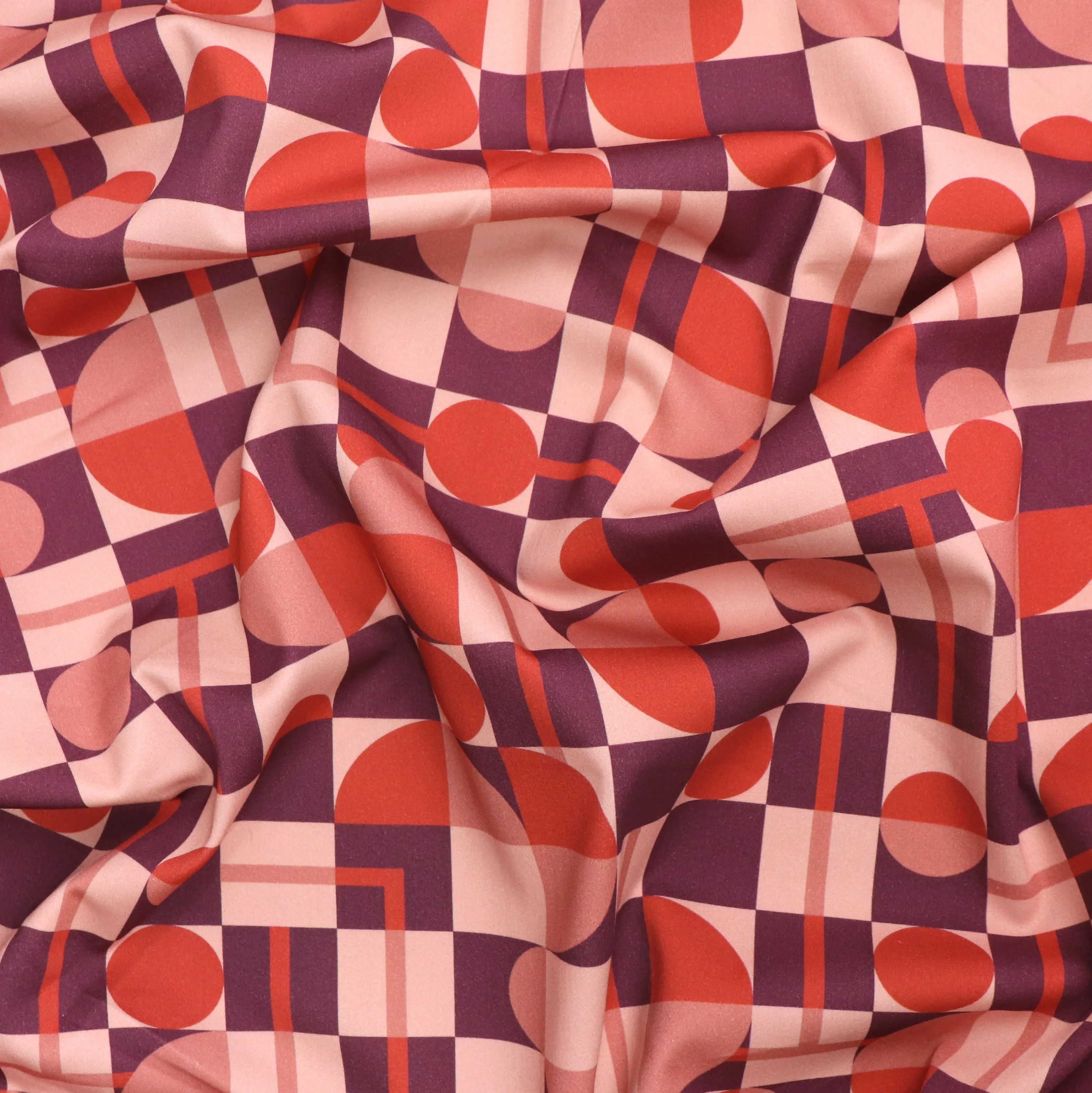 Deadstock Stretch Cotton Sateen - Retro Shapes - END OF BOLT 154cm