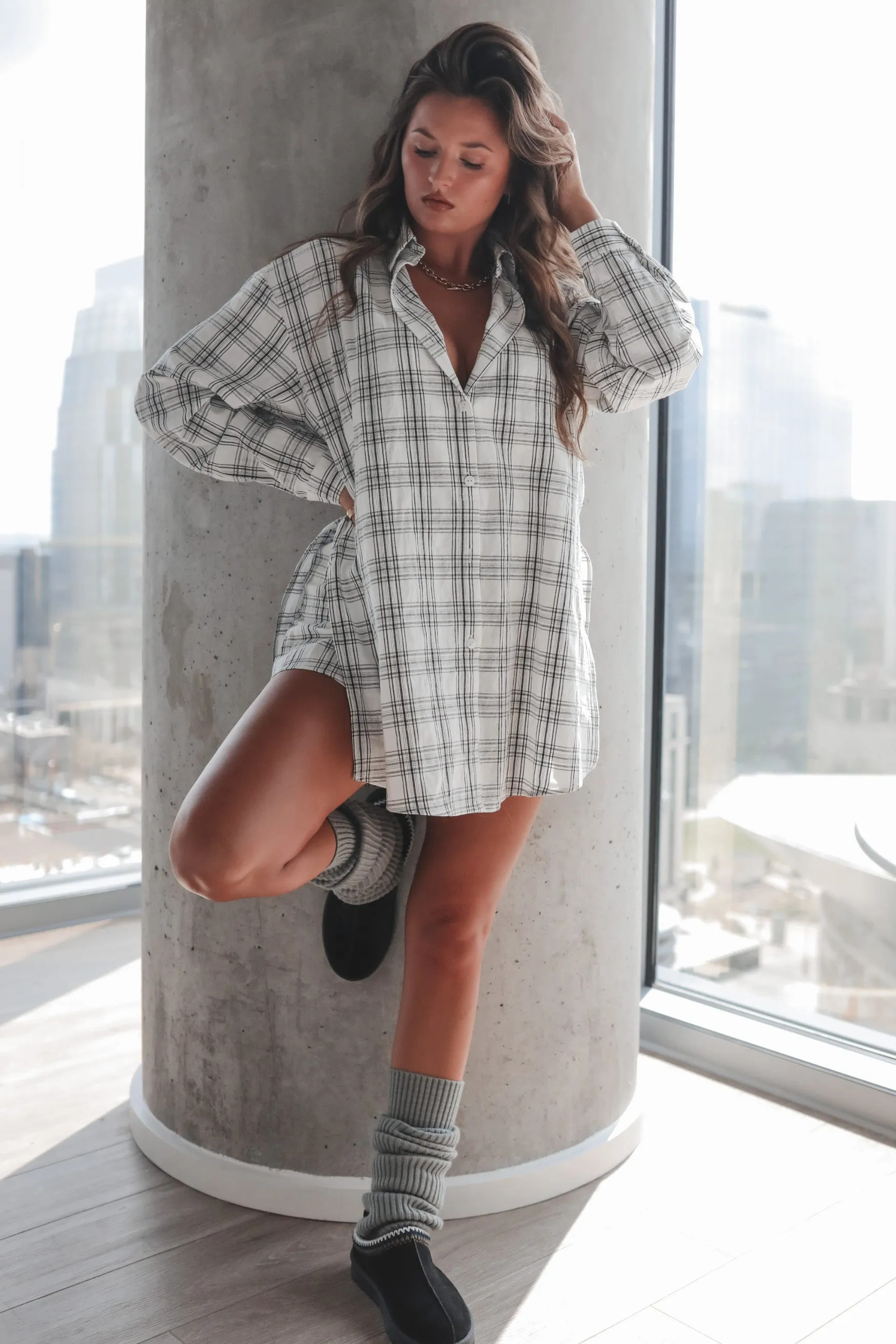 DEAL Cute Girl Cute Oversized White Plaid Romper