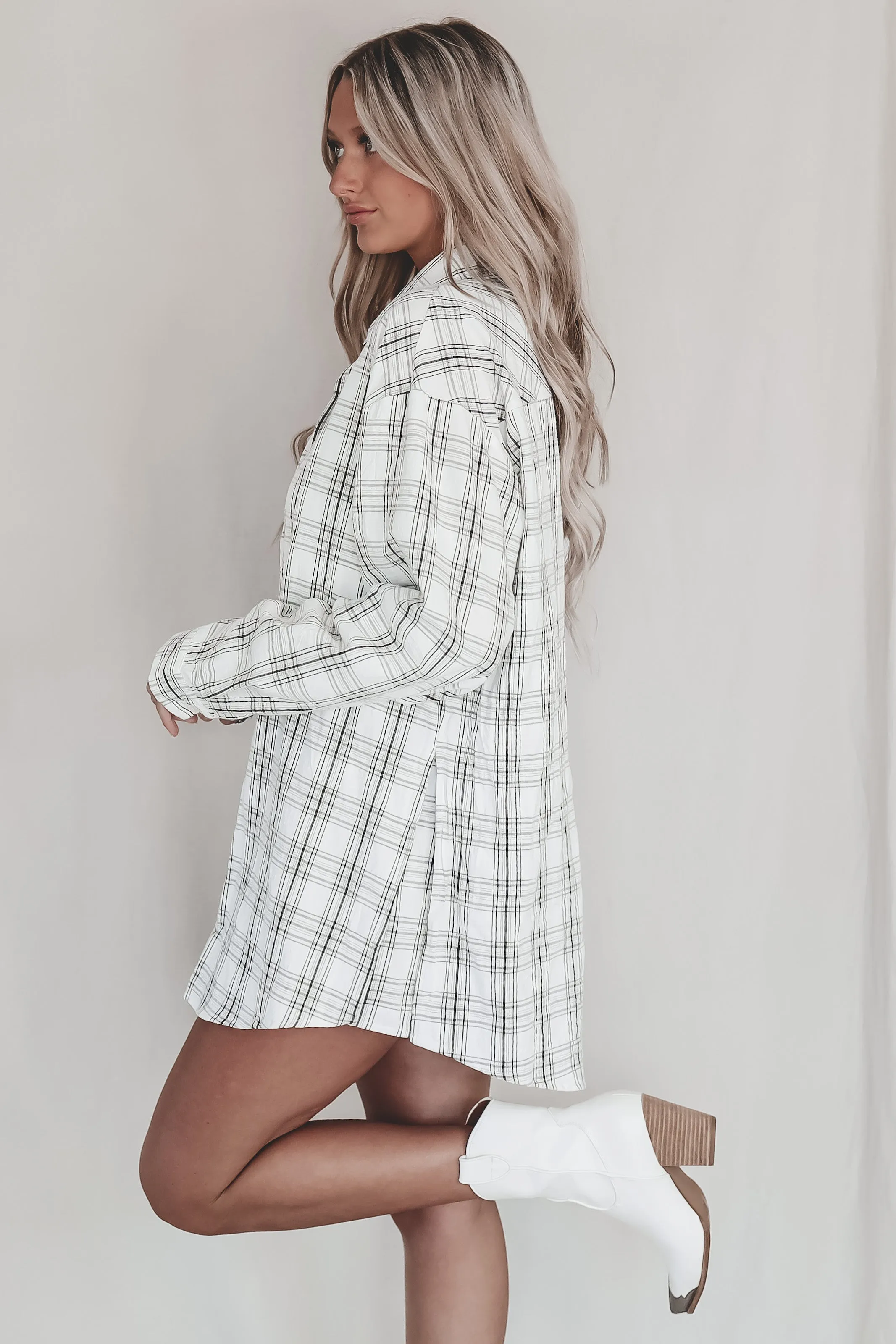 DEAL Cute Girl Cute Oversized White Plaid Romper