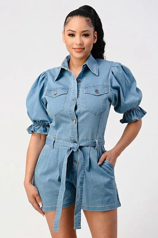 DENIM BUTTON DOWN ROMPER