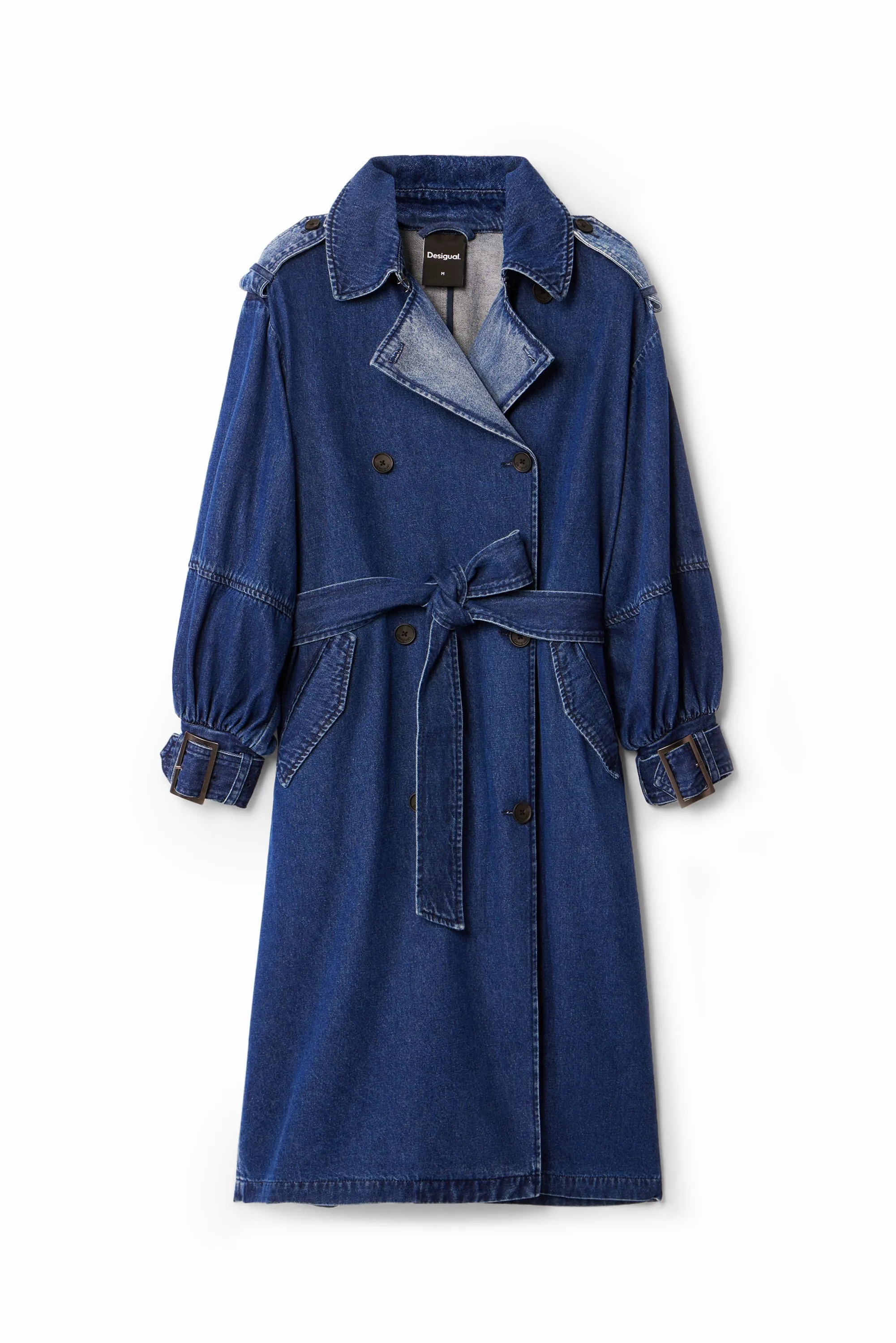 Desigual Blue Denim Berlin Trench Coat Couture Style Most Wanted 24WWED40