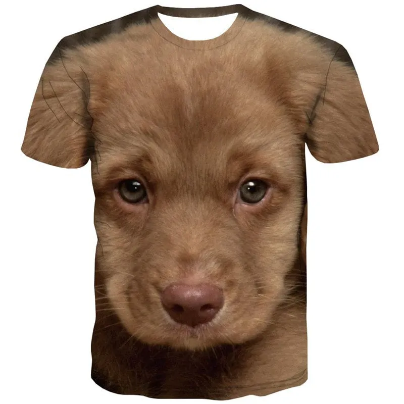 dog t shirt Puppy Cute animal t shirt 3D big Smart dogs art costume Casual male