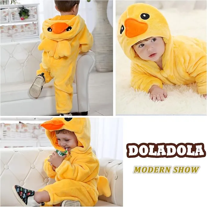 Doladola Unisex Baby Toddlers Romper Jumpsuit Hooded Cartoon Sleepsuits Infant Outfit