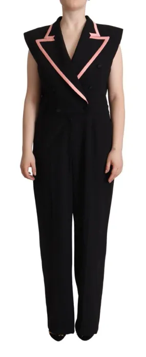 Dolce & Gabbana Black Wool Blend Sleeveless Jumpsuit