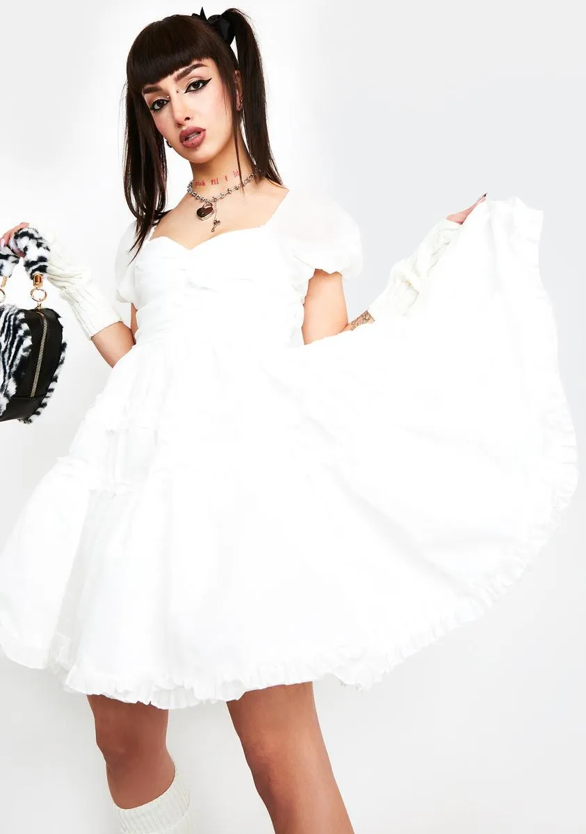 Dream Lace Flower Ruffle Mini Dress