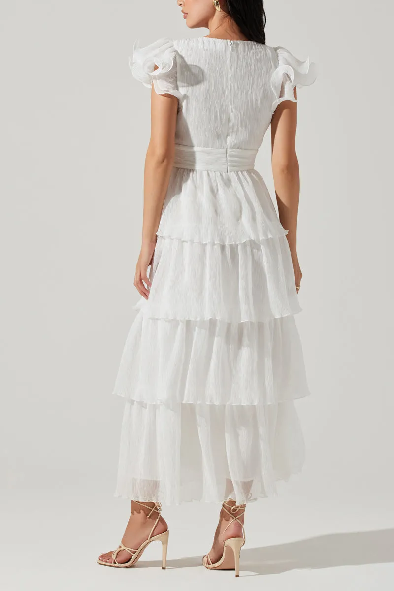 Emporia Pleated Tiered Midi Dress