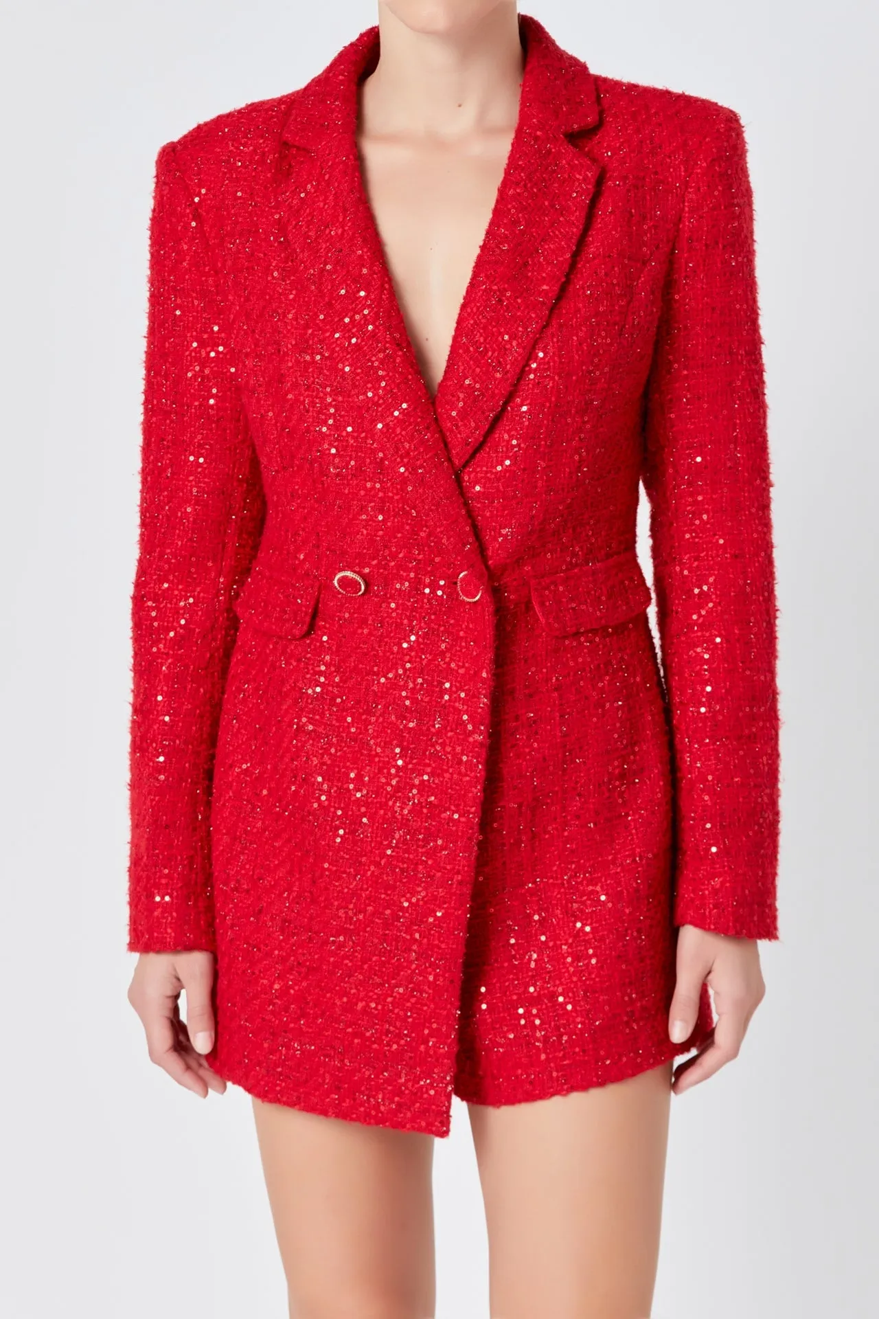 Endless Rose - Premium Sequin Tweed Blazer Romper