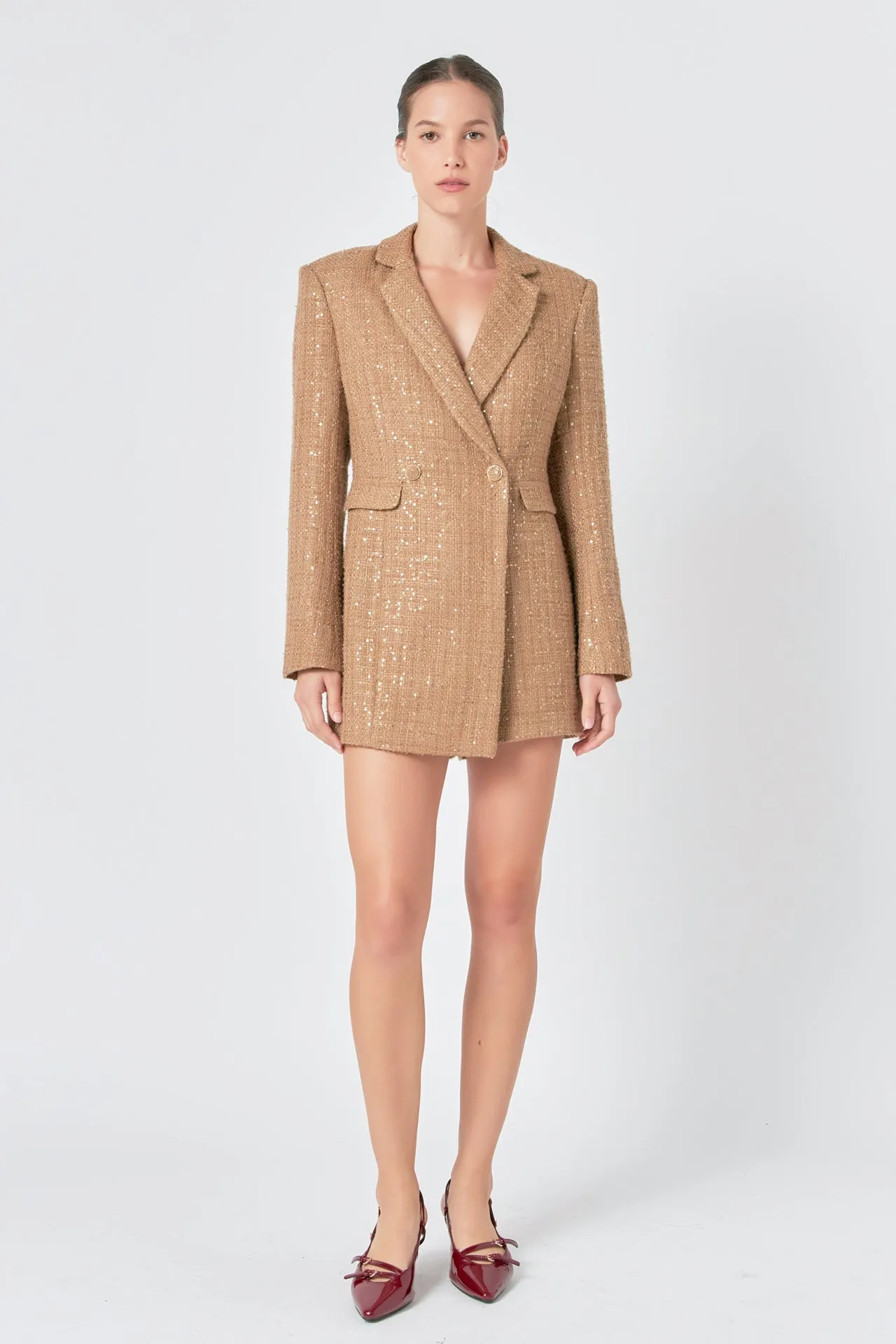 Endless Rose - Premium Sequin Tweed Blazer Romper