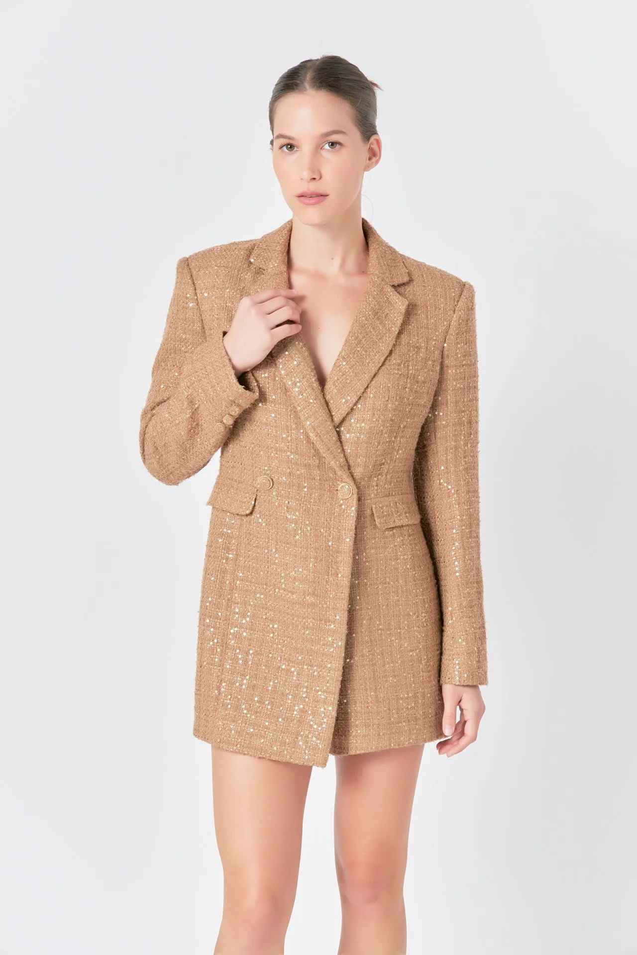 Endless Rose - Premium Sequin Tweed Blazer Romper