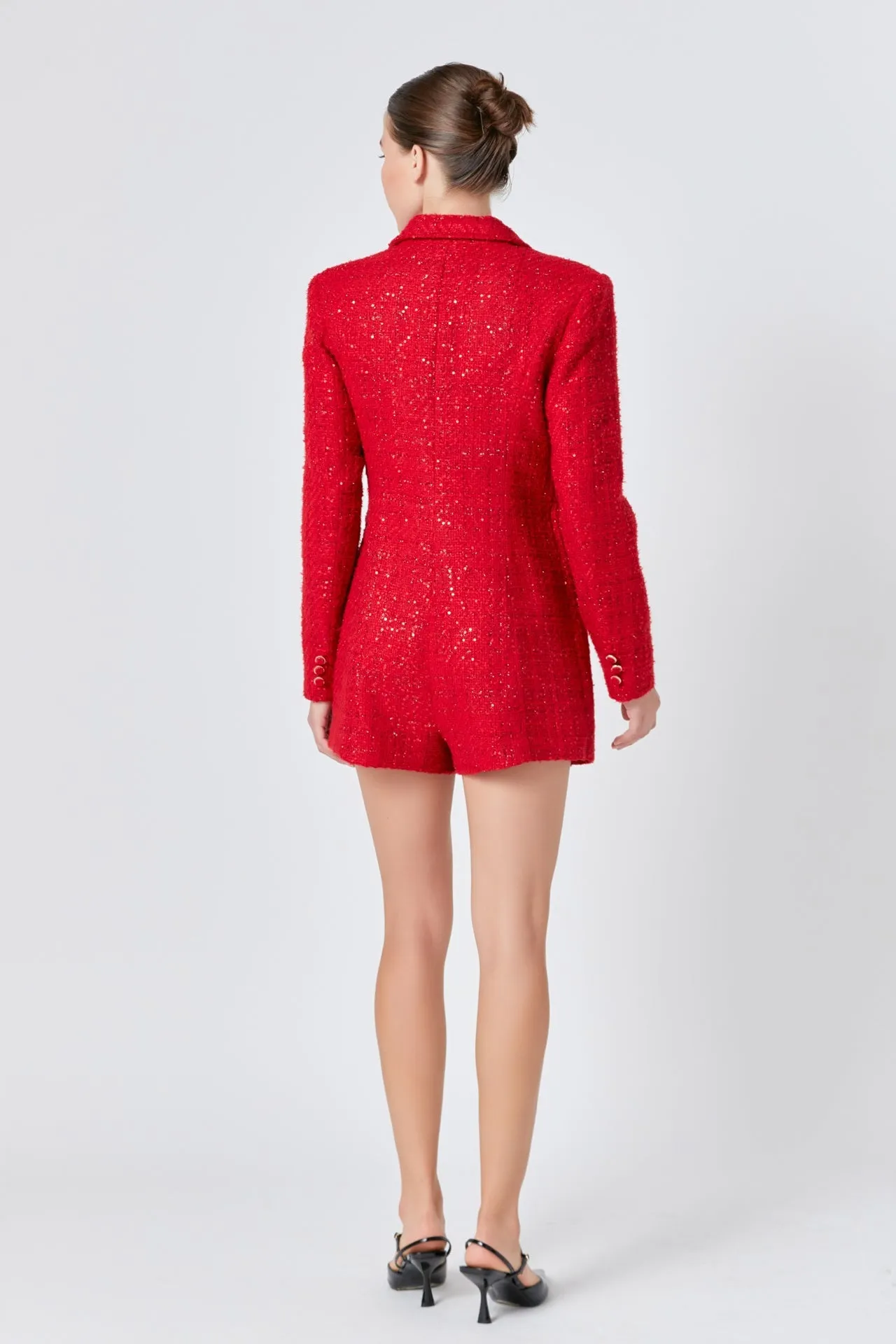 Endless Rose - Premium Sequin Tweed Blazer Romper