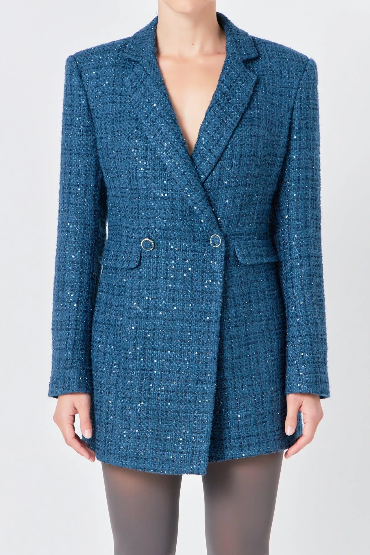 Endless Rose - Premium Sequin Tweed Blazer Romper