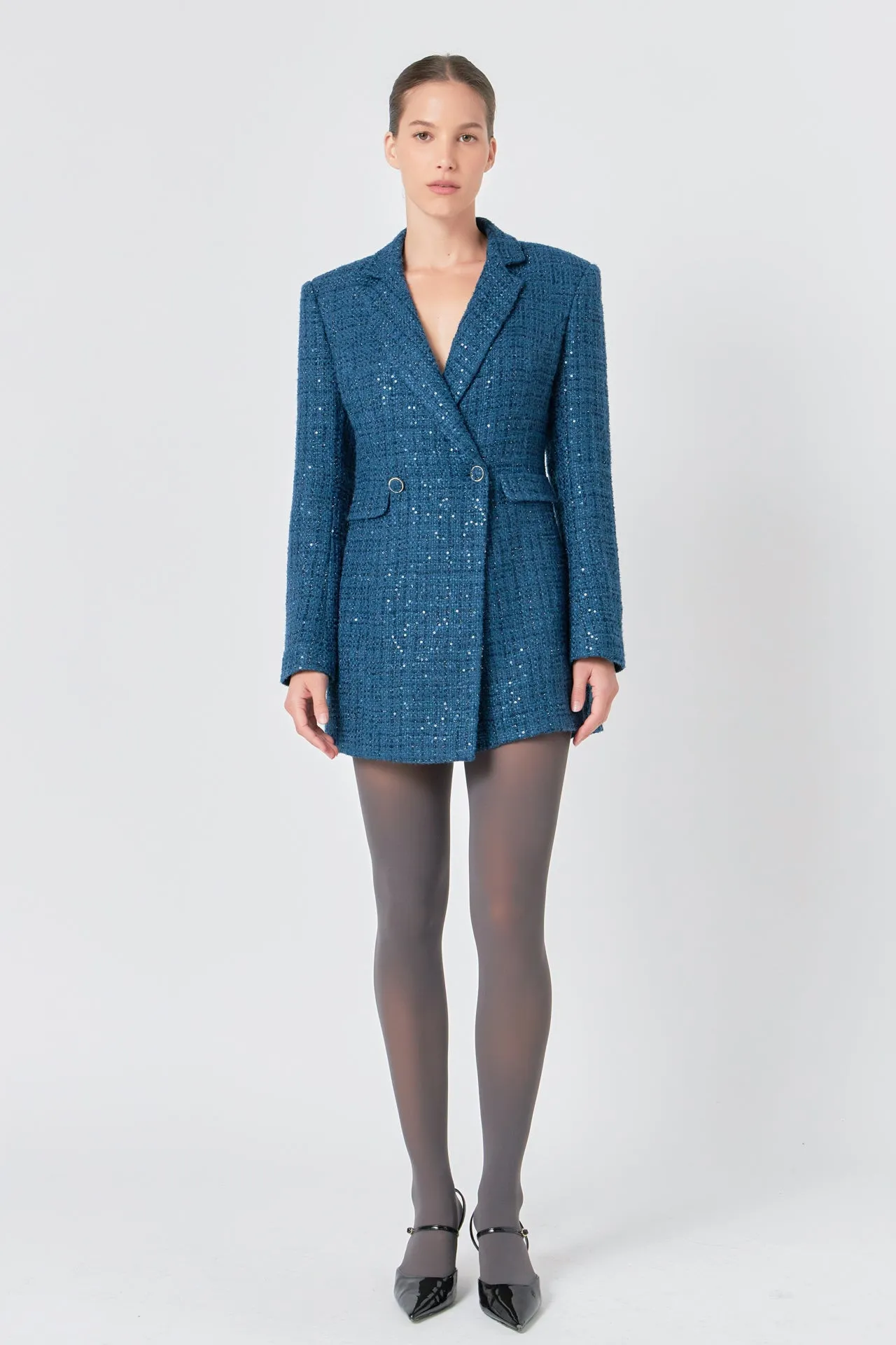 Endless Rose - Premium Sequin Tweed Blazer Romper