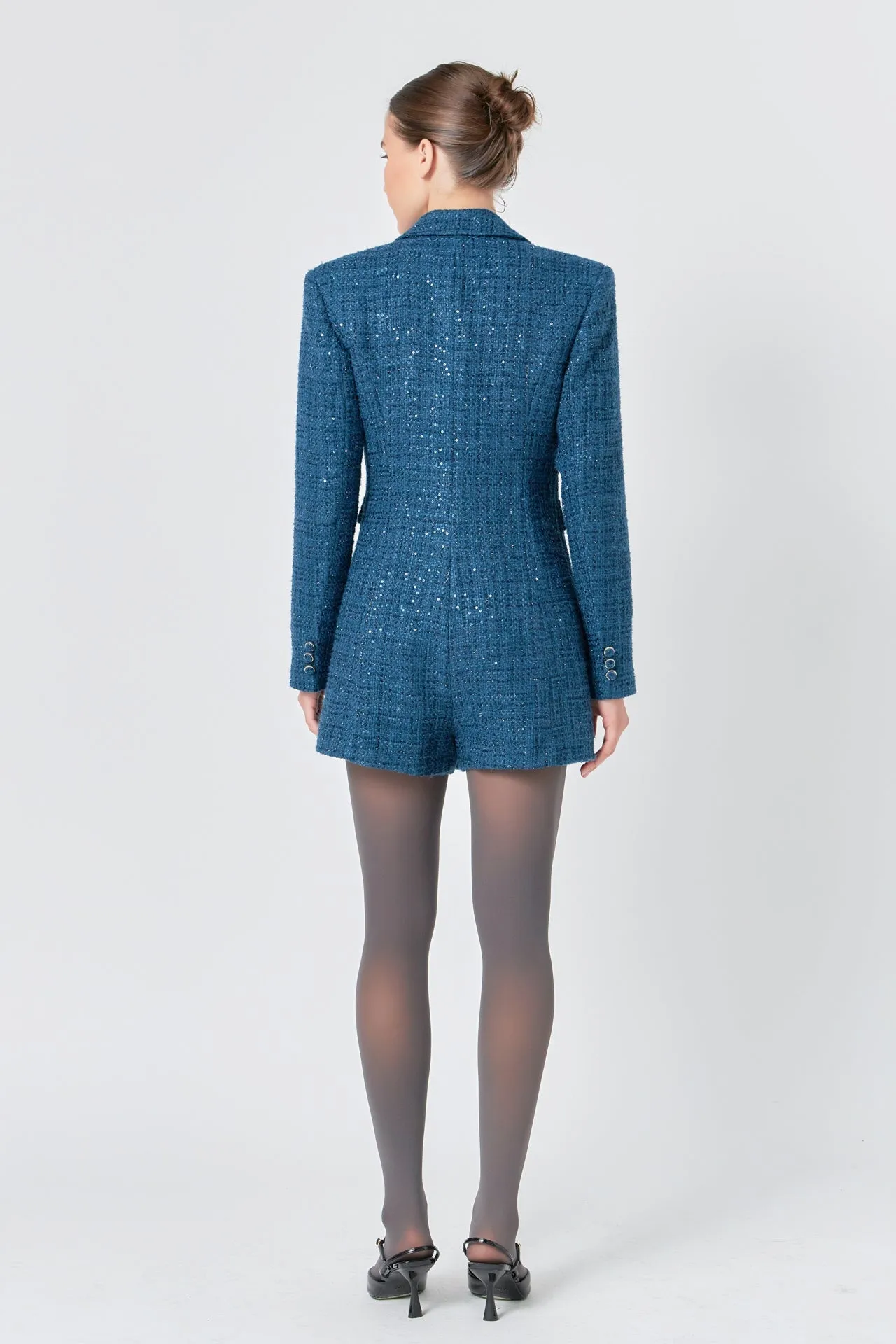 Endless Rose - Premium Sequin Tweed Blazer Romper