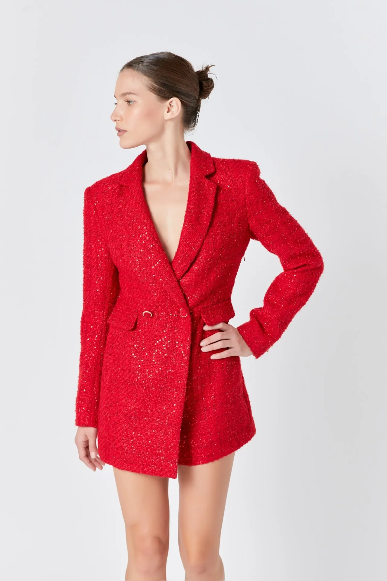 Endless Rose - Premium Sequin Tweed Blazer Romper