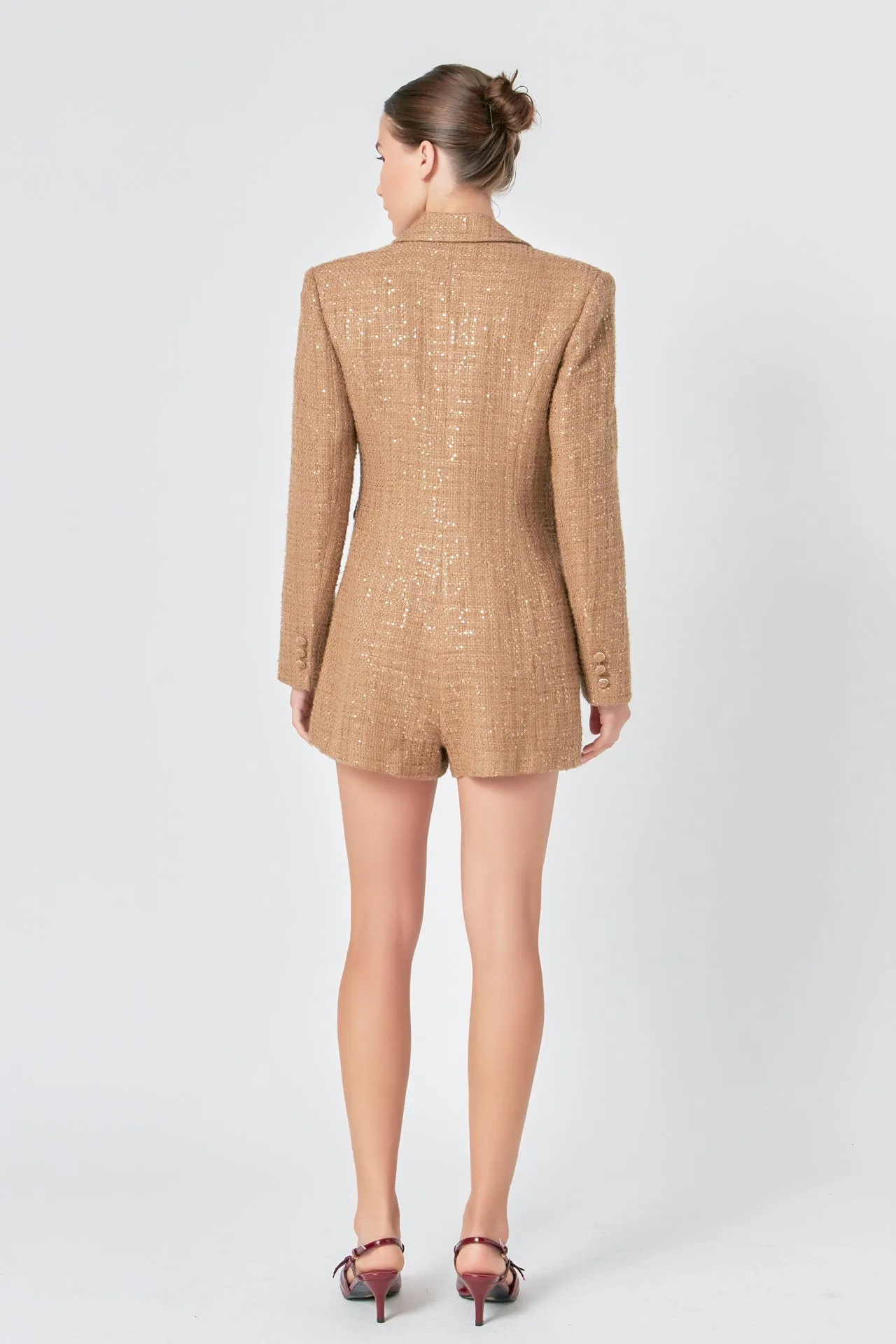 Endless Rose - Premium Sequin Tweed Blazer Romper