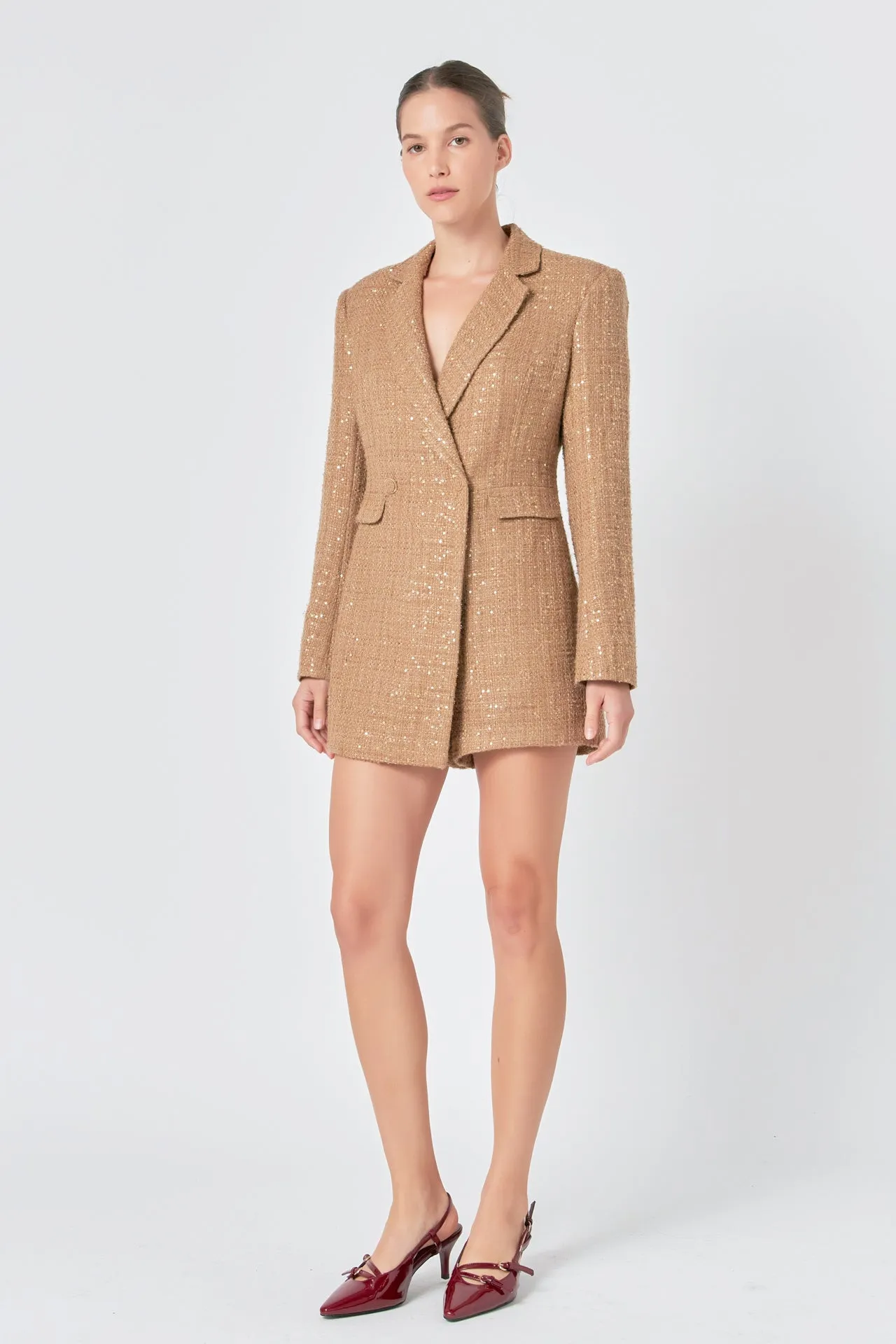 Endless Rose - Premium Sequin Tweed Blazer Romper