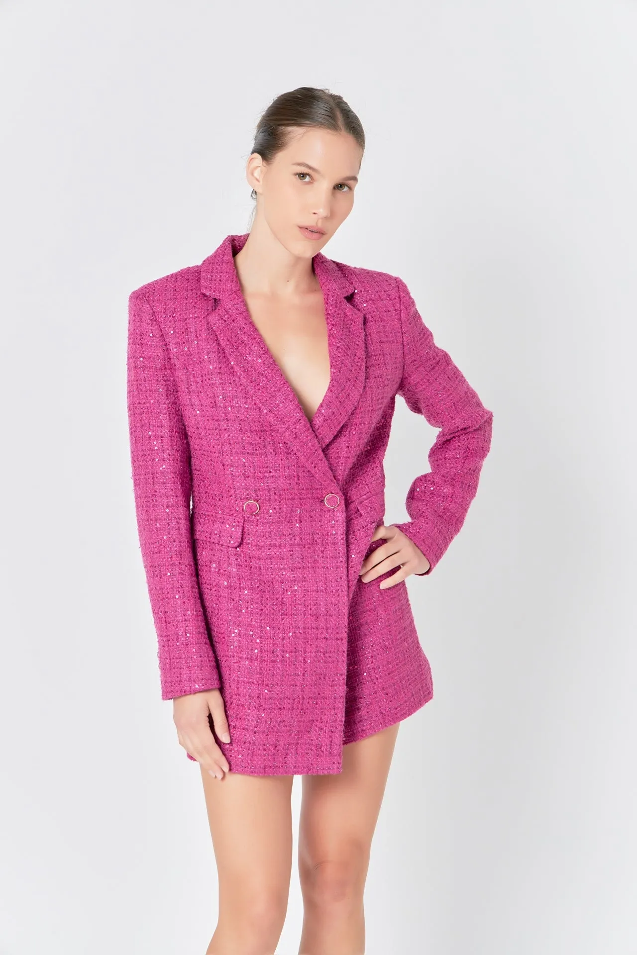 Endless Rose - Premium Sequin Tweed Blazer Romper