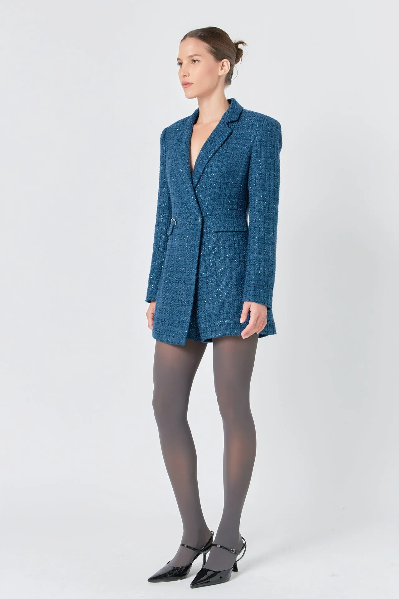 Endless Rose - Premium Sequin Tweed Blazer Romper