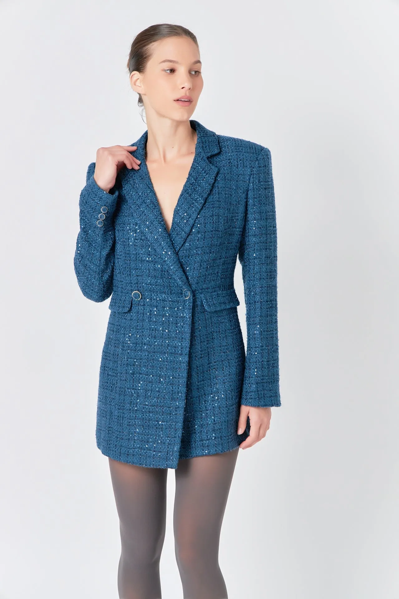 Endless Rose - Premium Sequin Tweed Blazer Romper