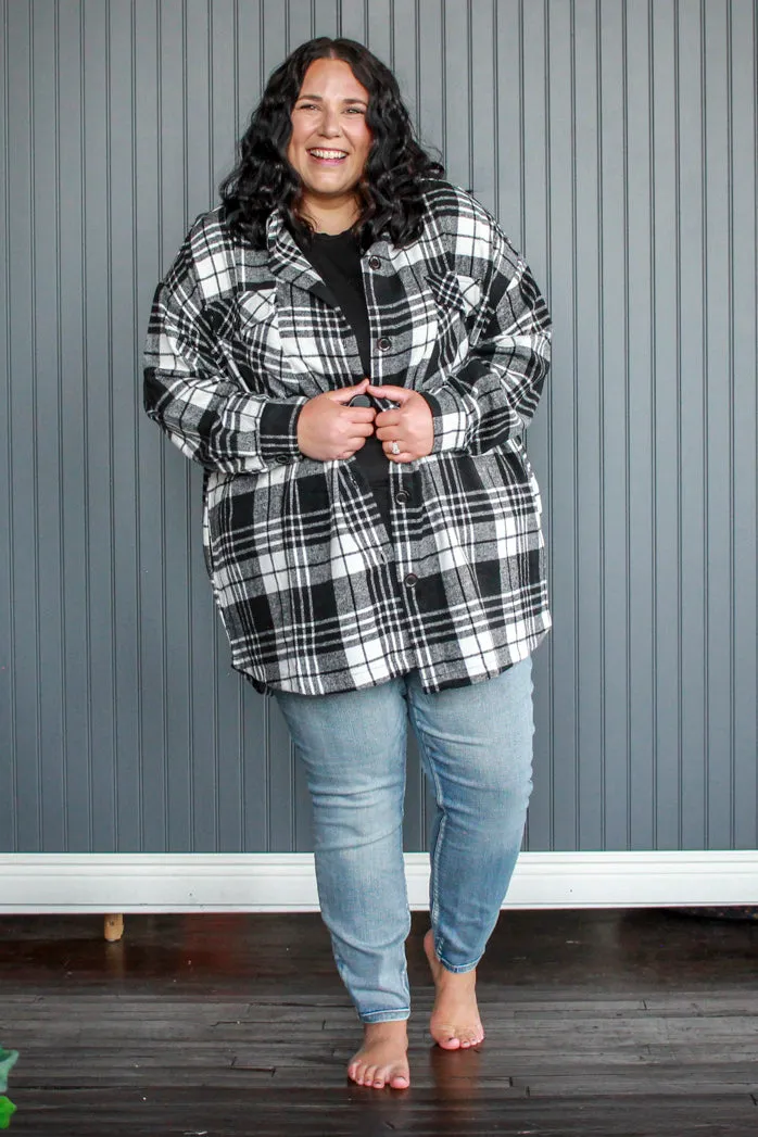 Fall Plaid Shacket, Black