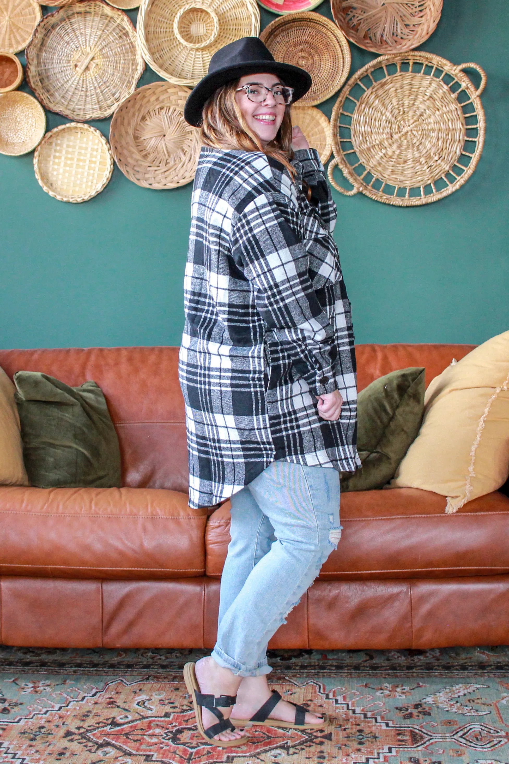 Fall Plaid Shacket, Black