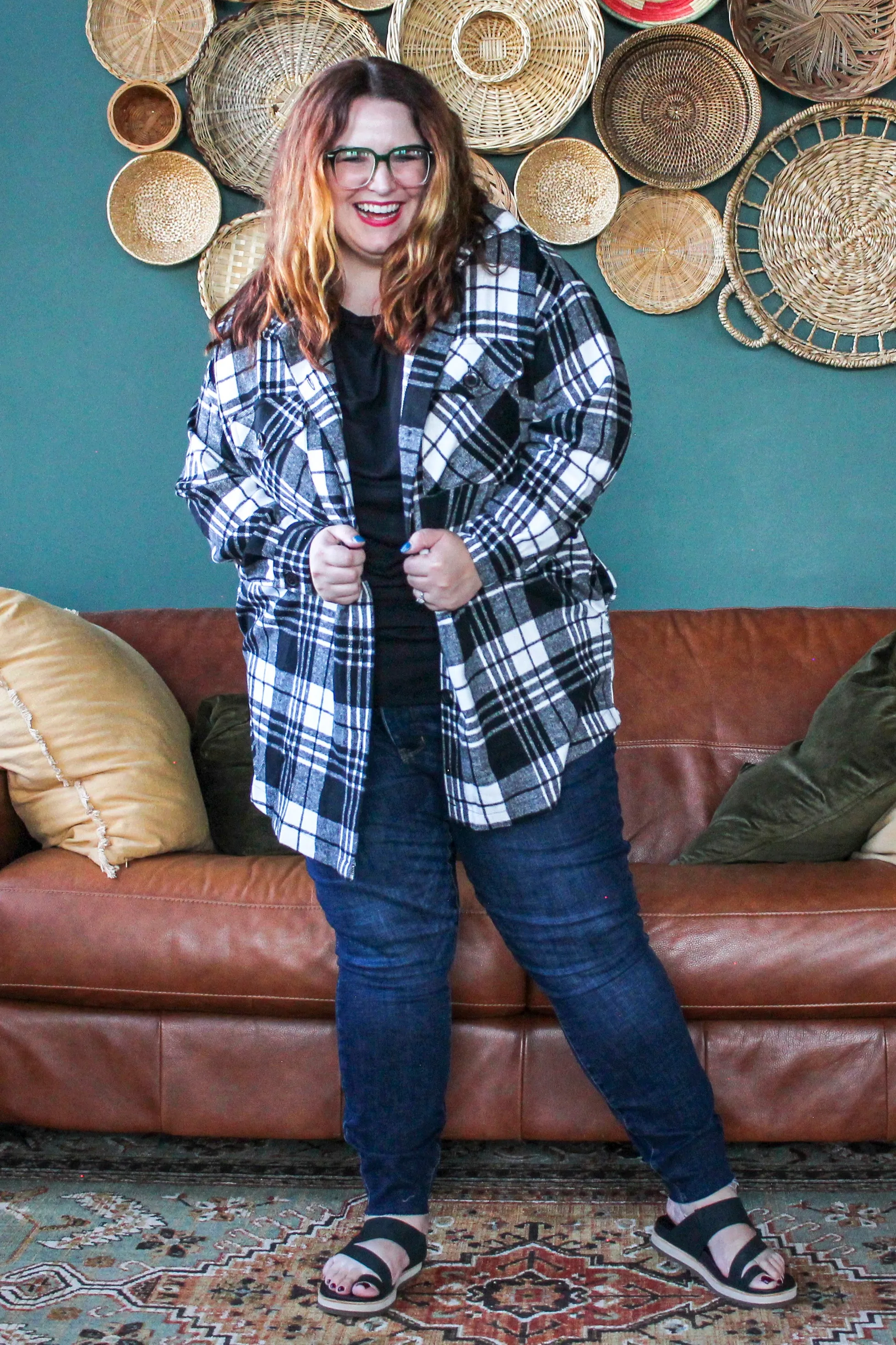 Fall Plaid Shacket, Black