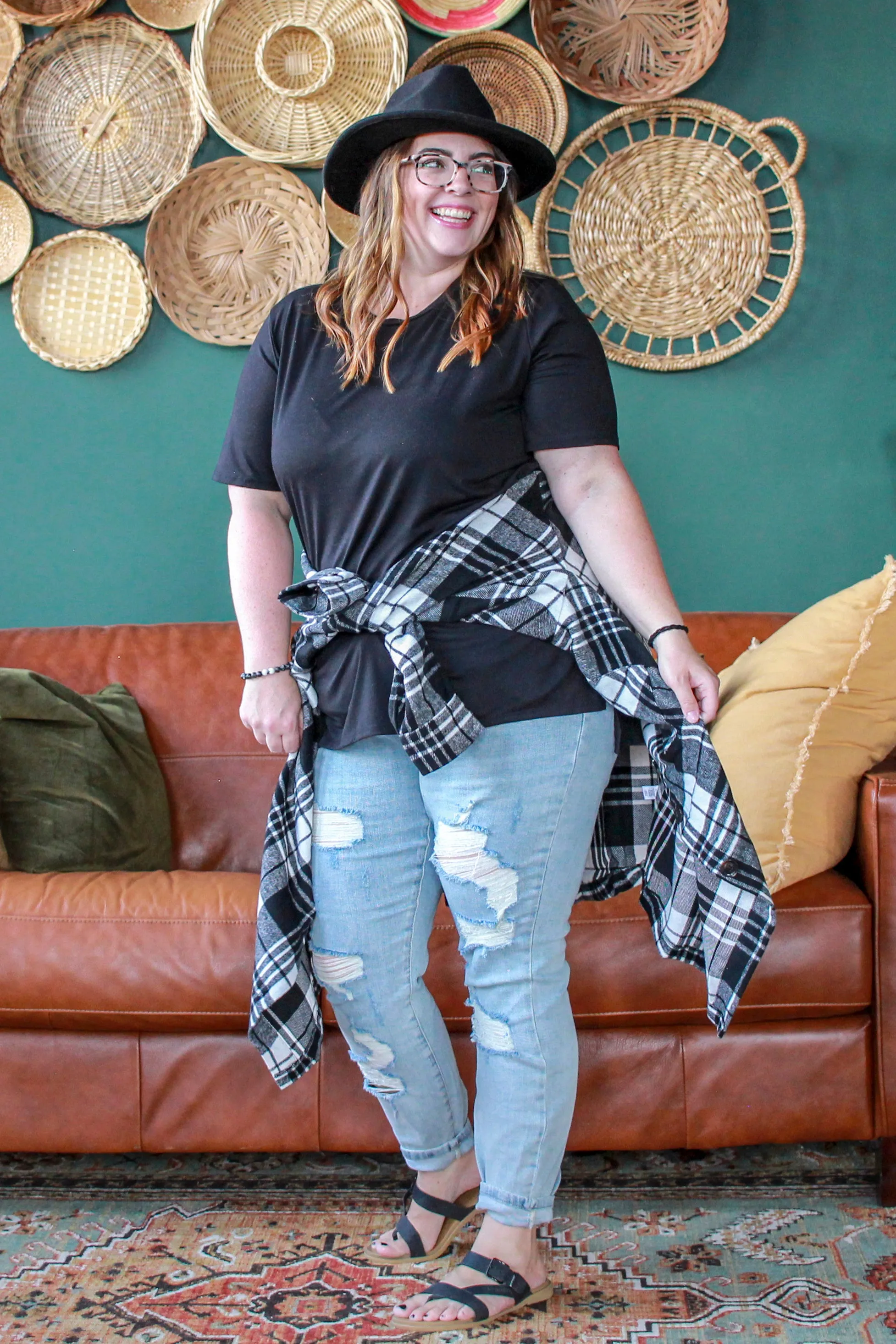 Fall Plaid Shacket, Black