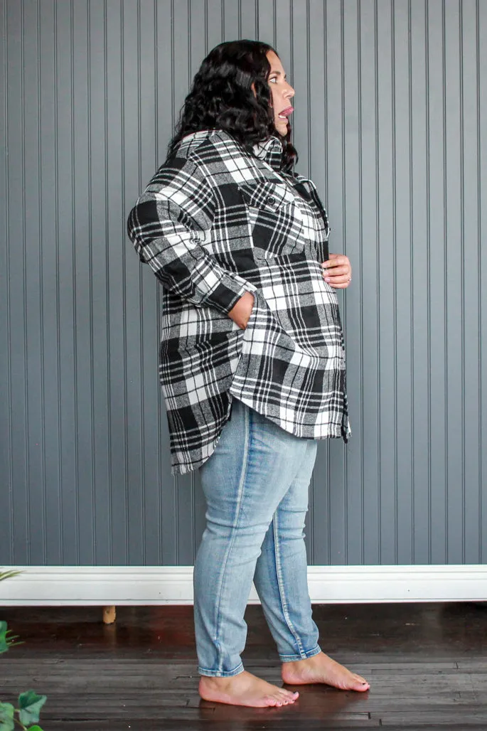 Fall Plaid Shacket, Black