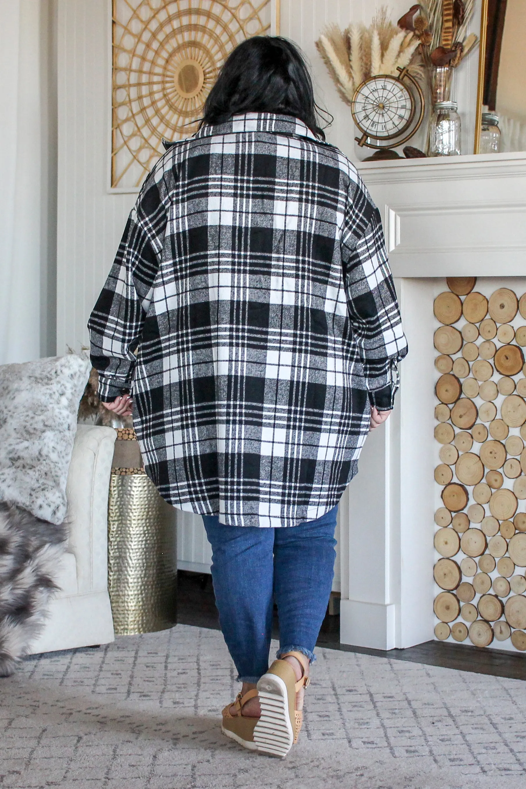 Fall Plaid Shacket, Black