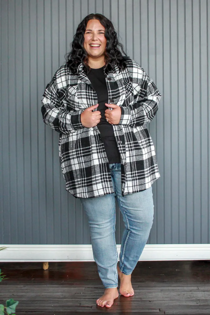 Fall Plaid Shacket, Black