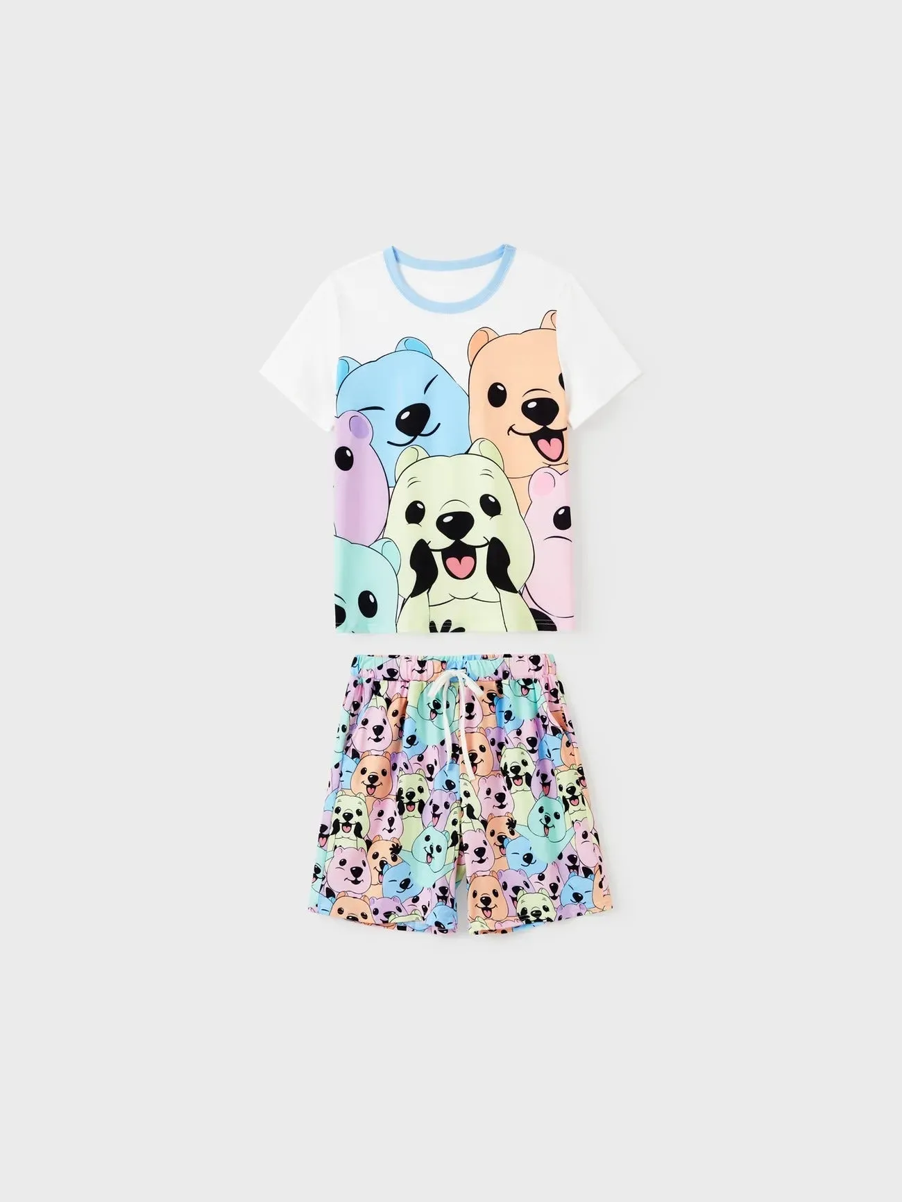 Family Matching Smiley Bear Print Pajama Set