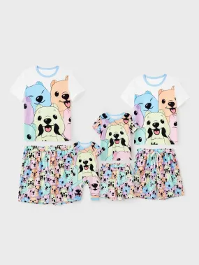 Family Matching Smiley Bear Print Pajama Set