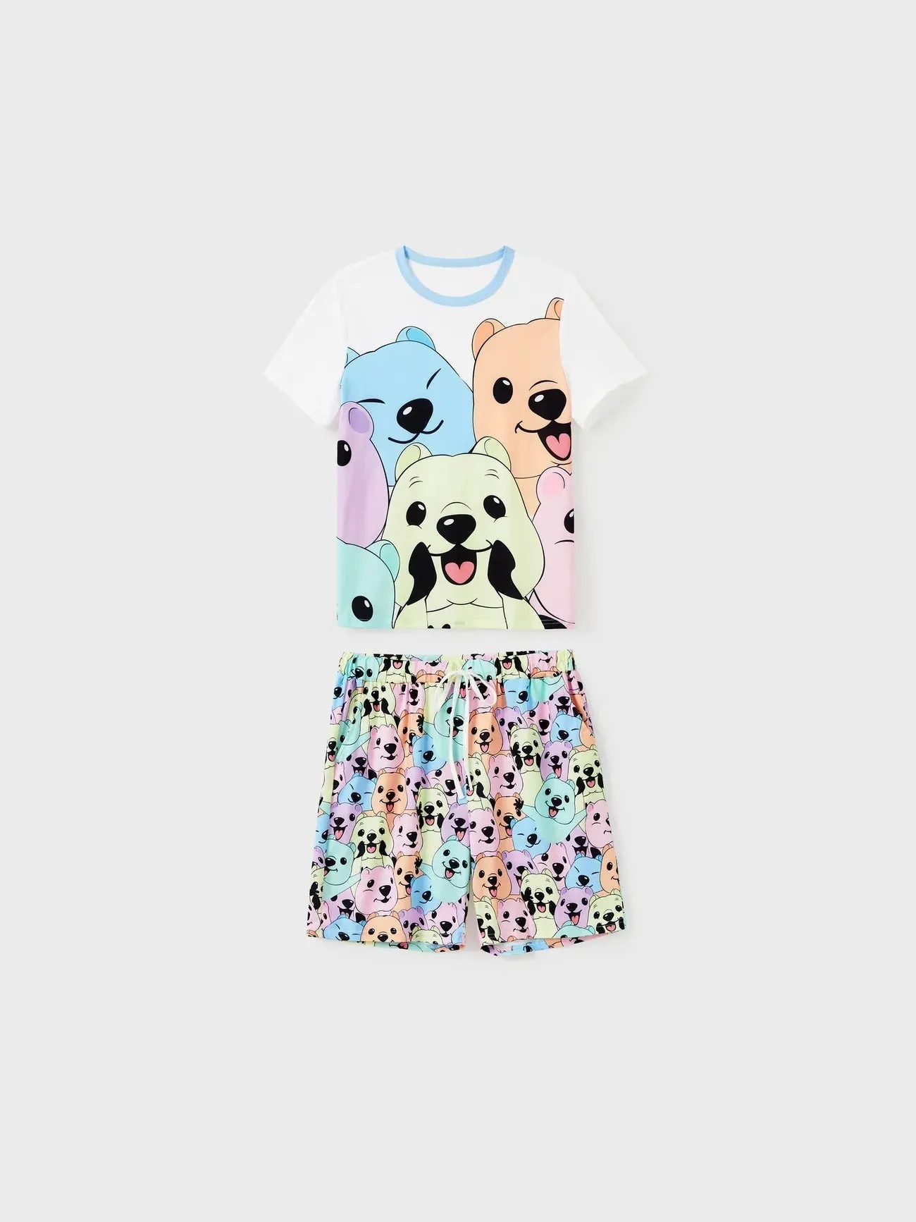 Family Matching Smiley Bear Print Pajama Set