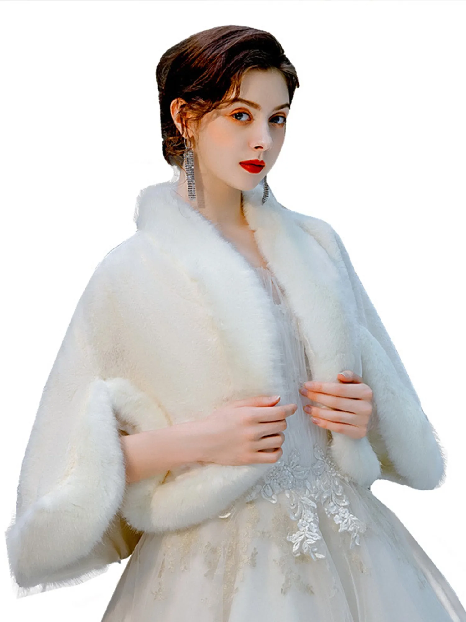 Faux Fur Bridal Wedding Shawl Cape