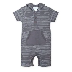 Feather Baby - Hoody Romper - Stripe on Charcoal