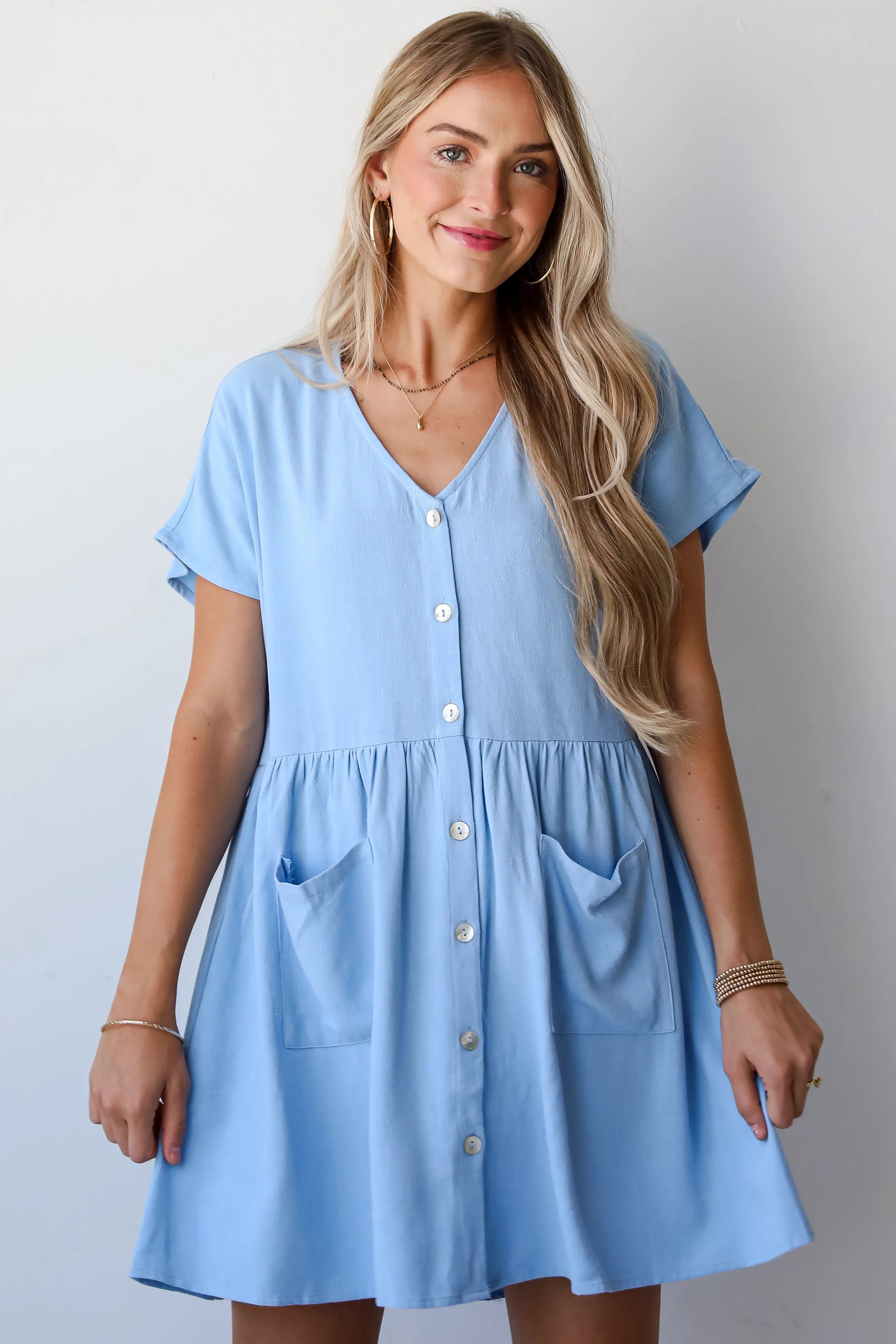 FINAL SALE - Easy Sweetness Light Blue Babydoll Mini Dress