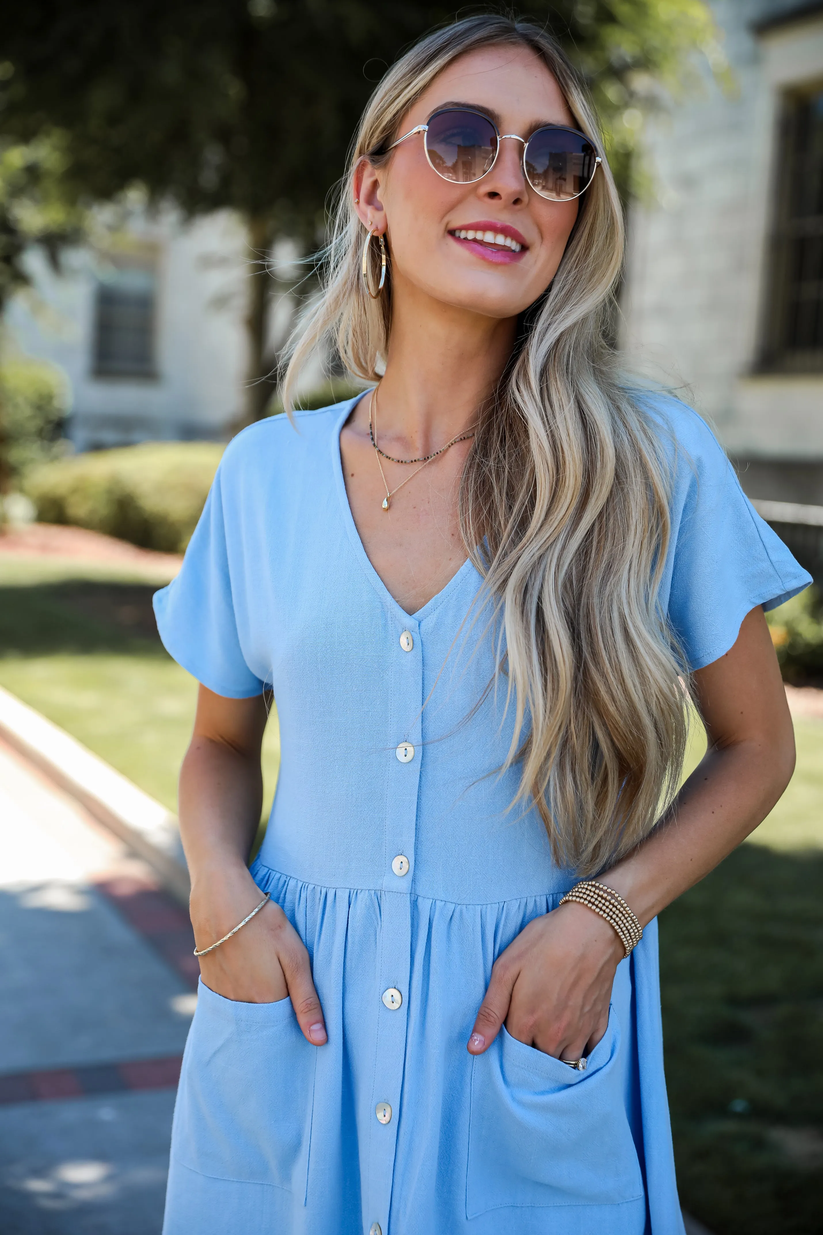 FINAL SALE - Easy Sweetness Light Blue Babydoll Mini Dress