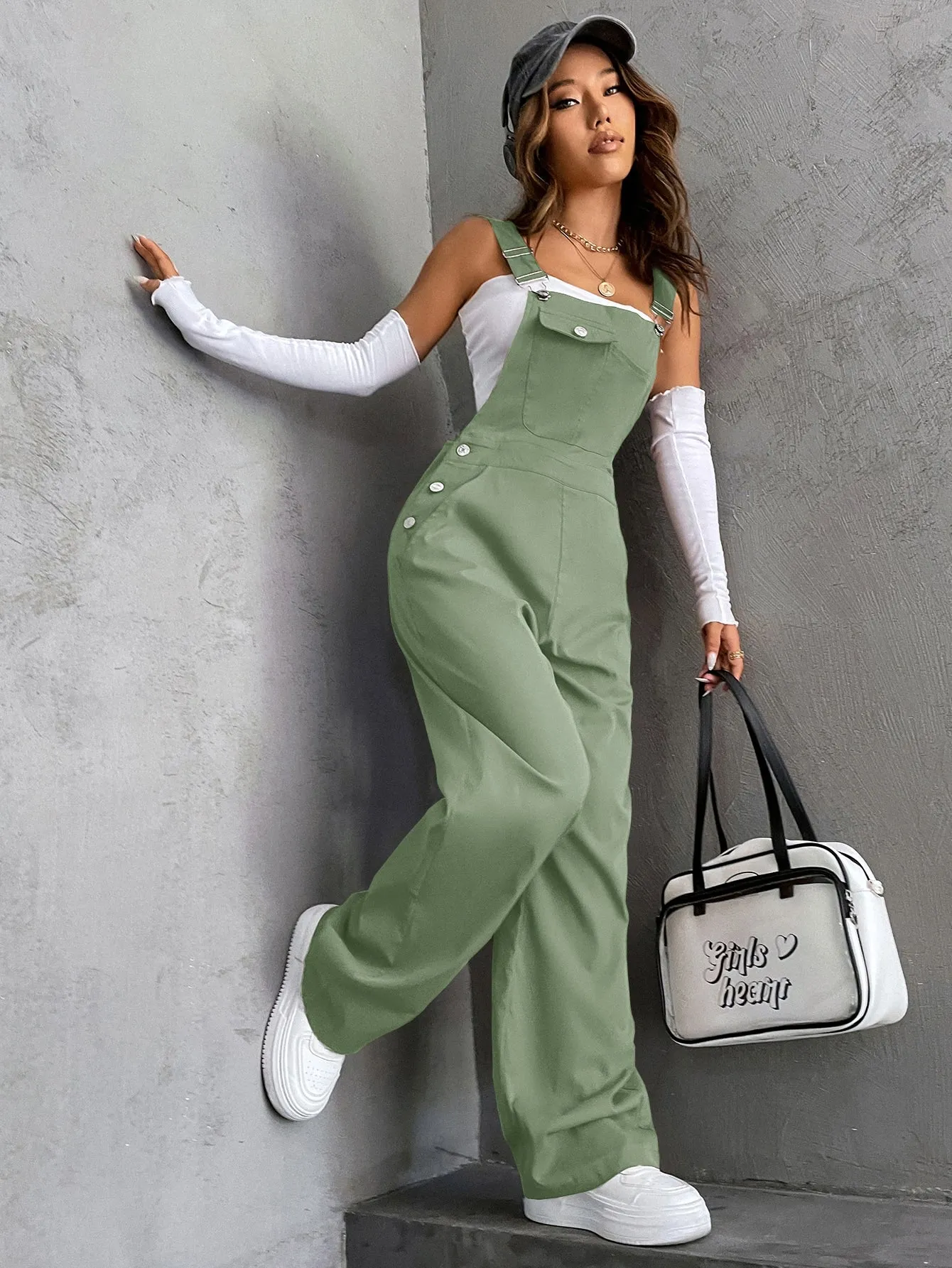 Flap Pocket Overall Jumpsuit Without Tube Top SS23