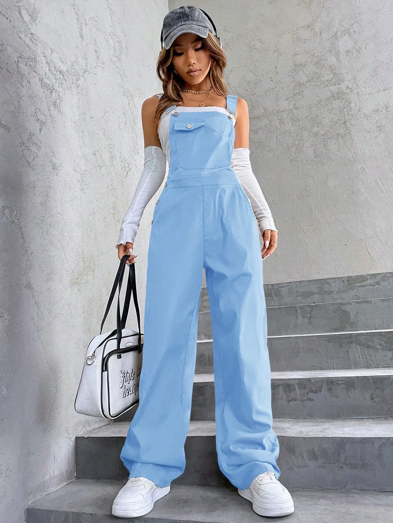 Flap Pocket Overall Jumpsuit Without Tube Top SS23