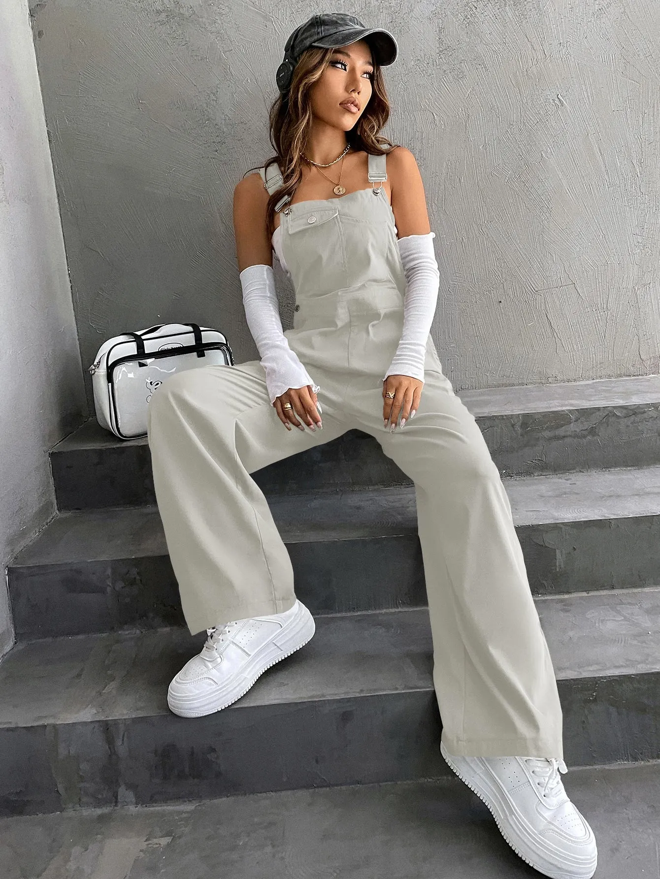 Flap Pocket Overall Jumpsuit Without Tube Top SS23