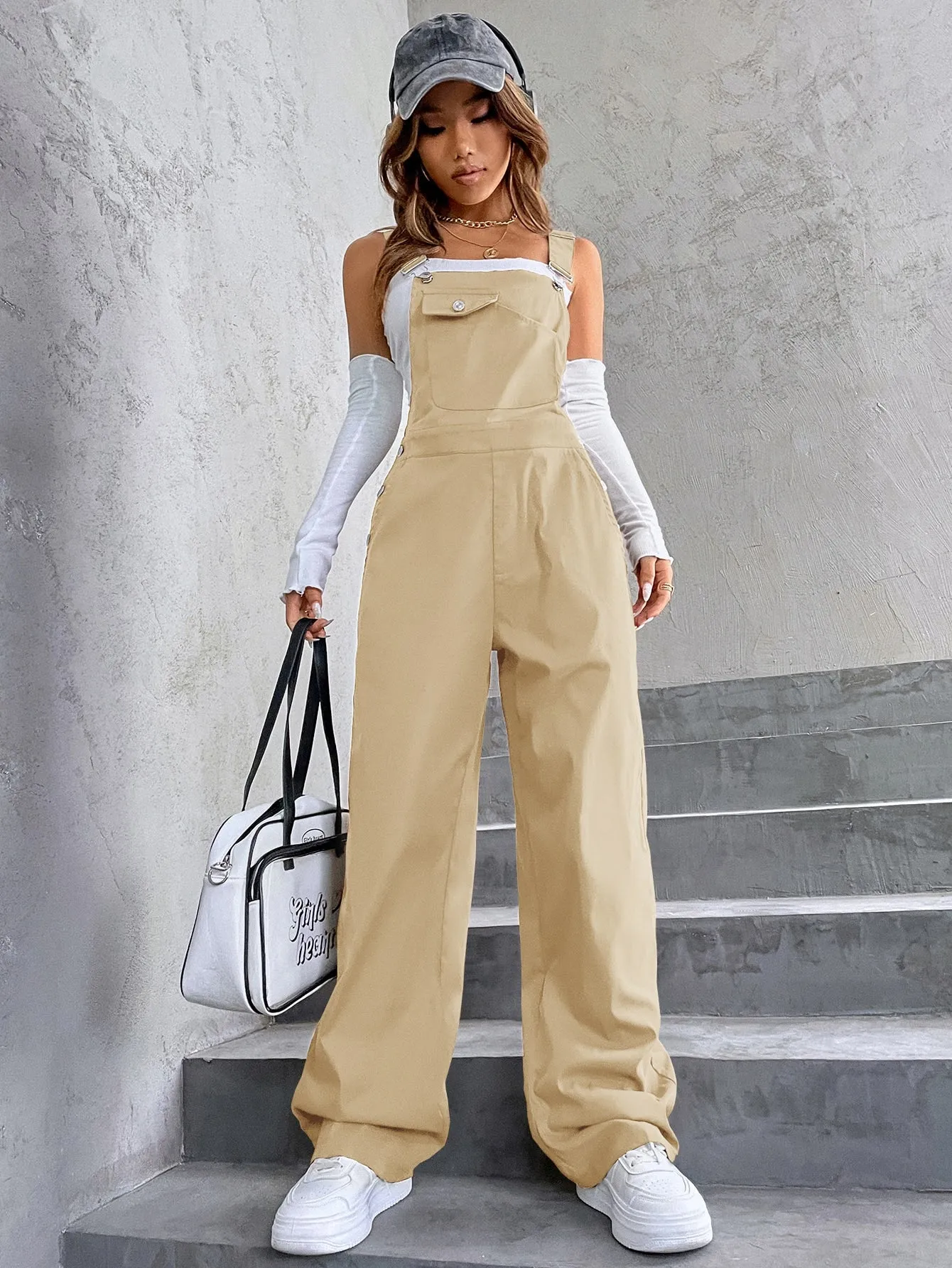 Flap Pocket Overall Jumpsuit Without Tube Top SS23