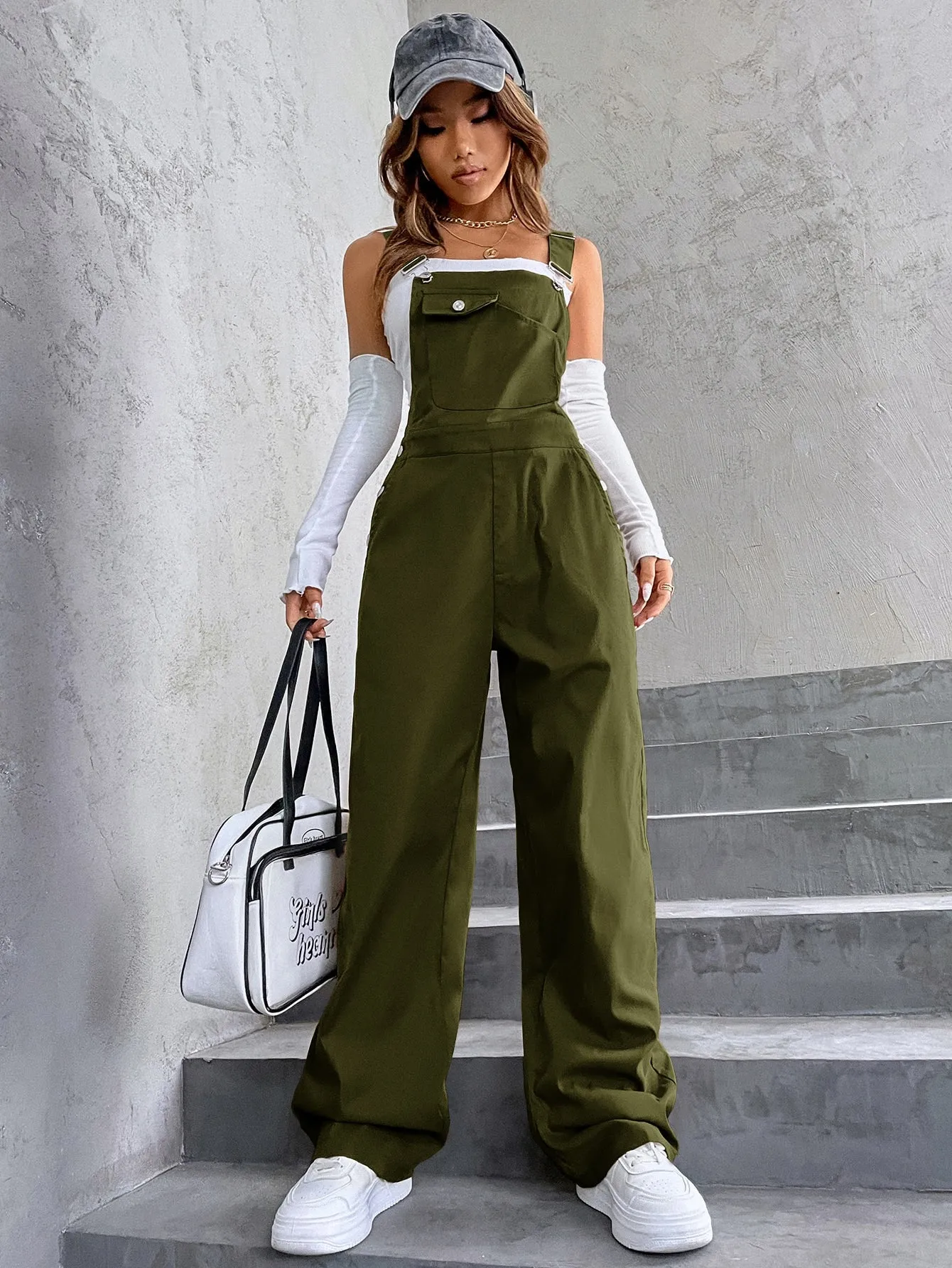 Flap Pocket Overall Jumpsuit Without Tube Top SS23