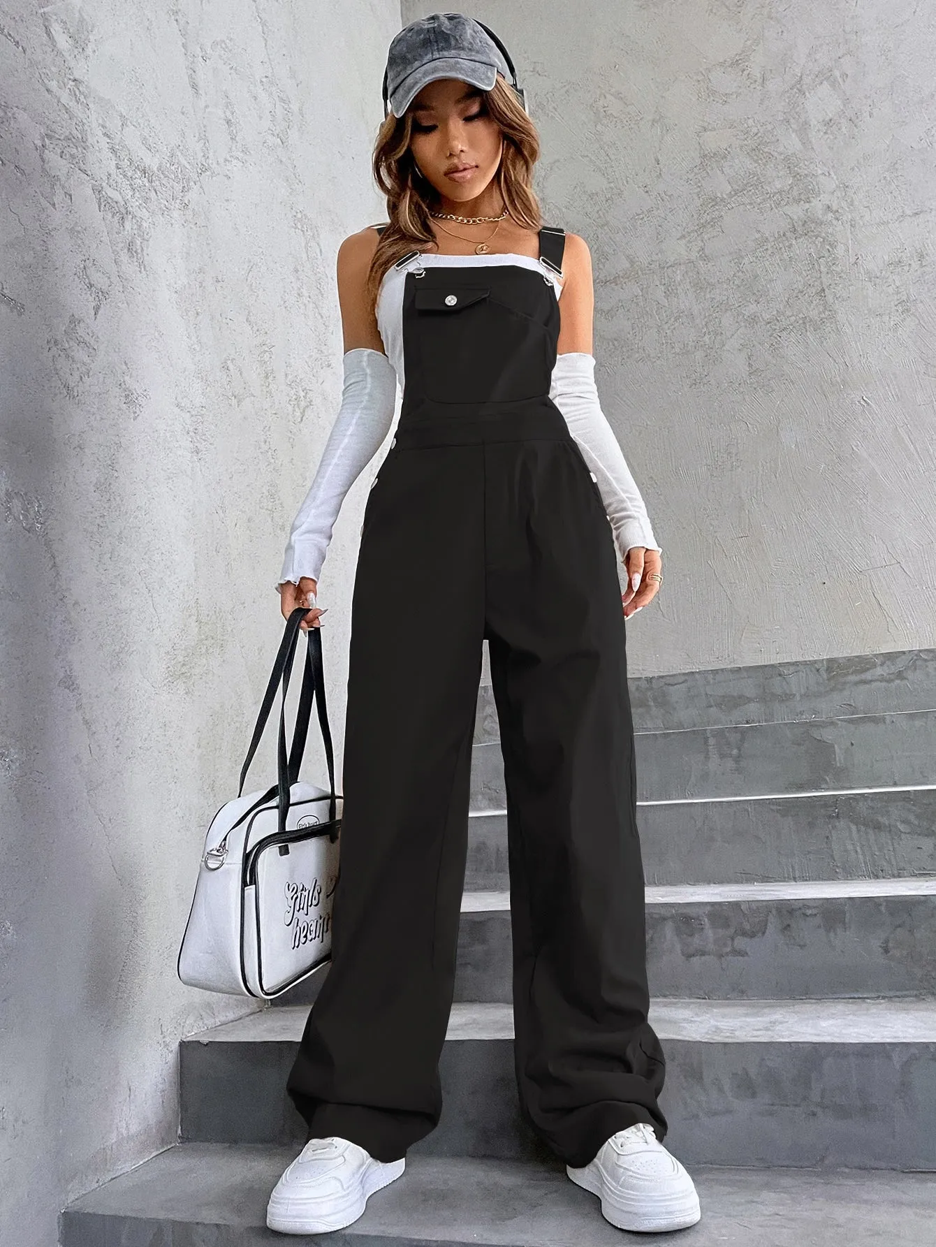 Flap Pocket Overall Jumpsuit Without Tube Top SS23