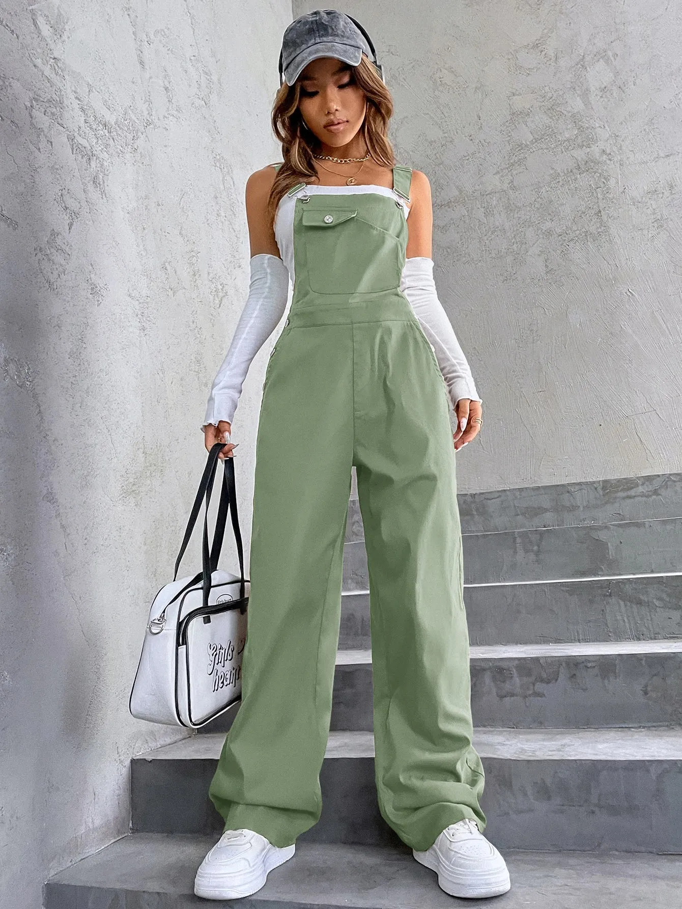 Flap Pocket Overall Jumpsuit Without Tube Top SS23