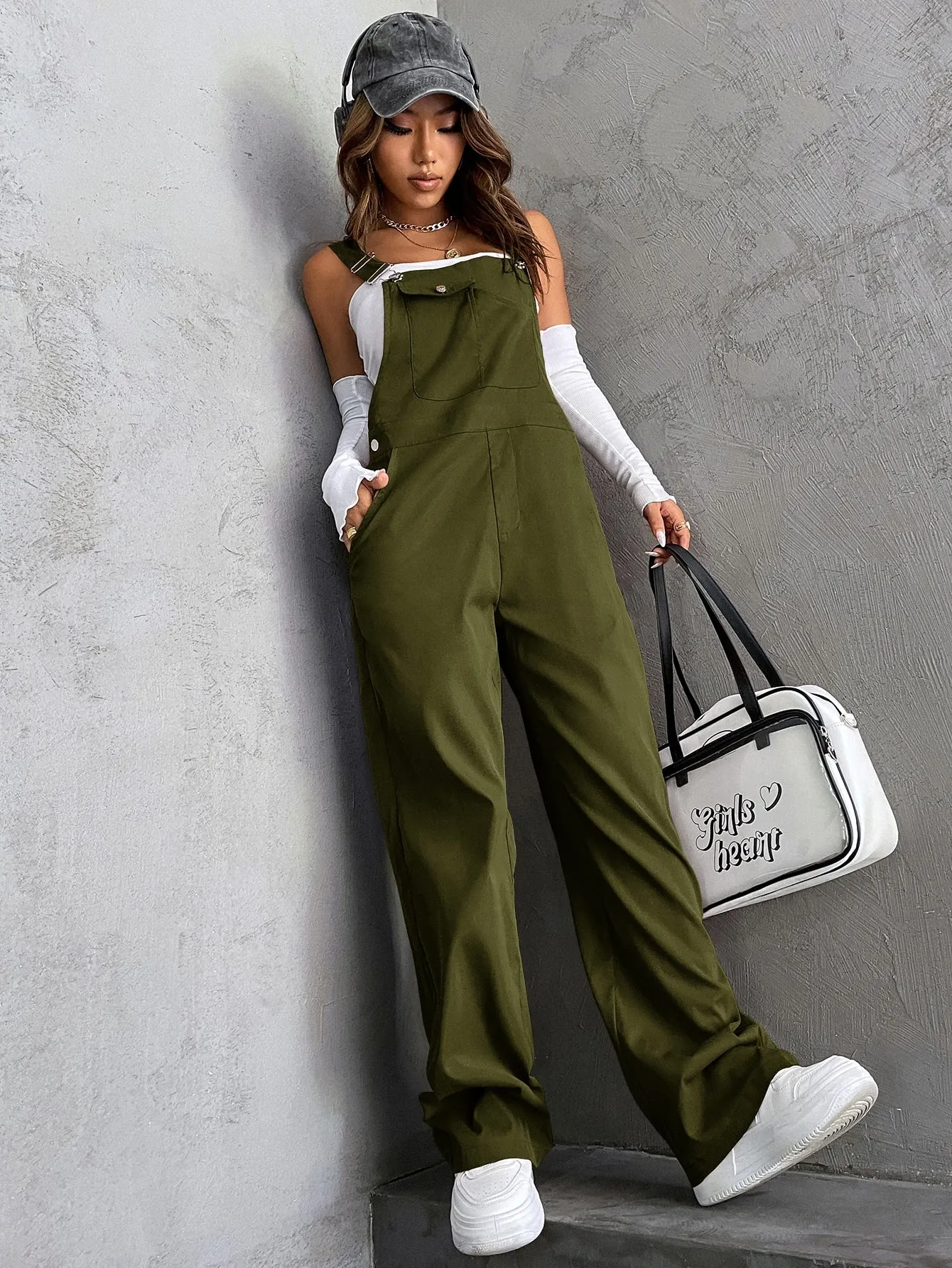 Flap Pocket Overall Jumpsuit Without Tube Top SS23