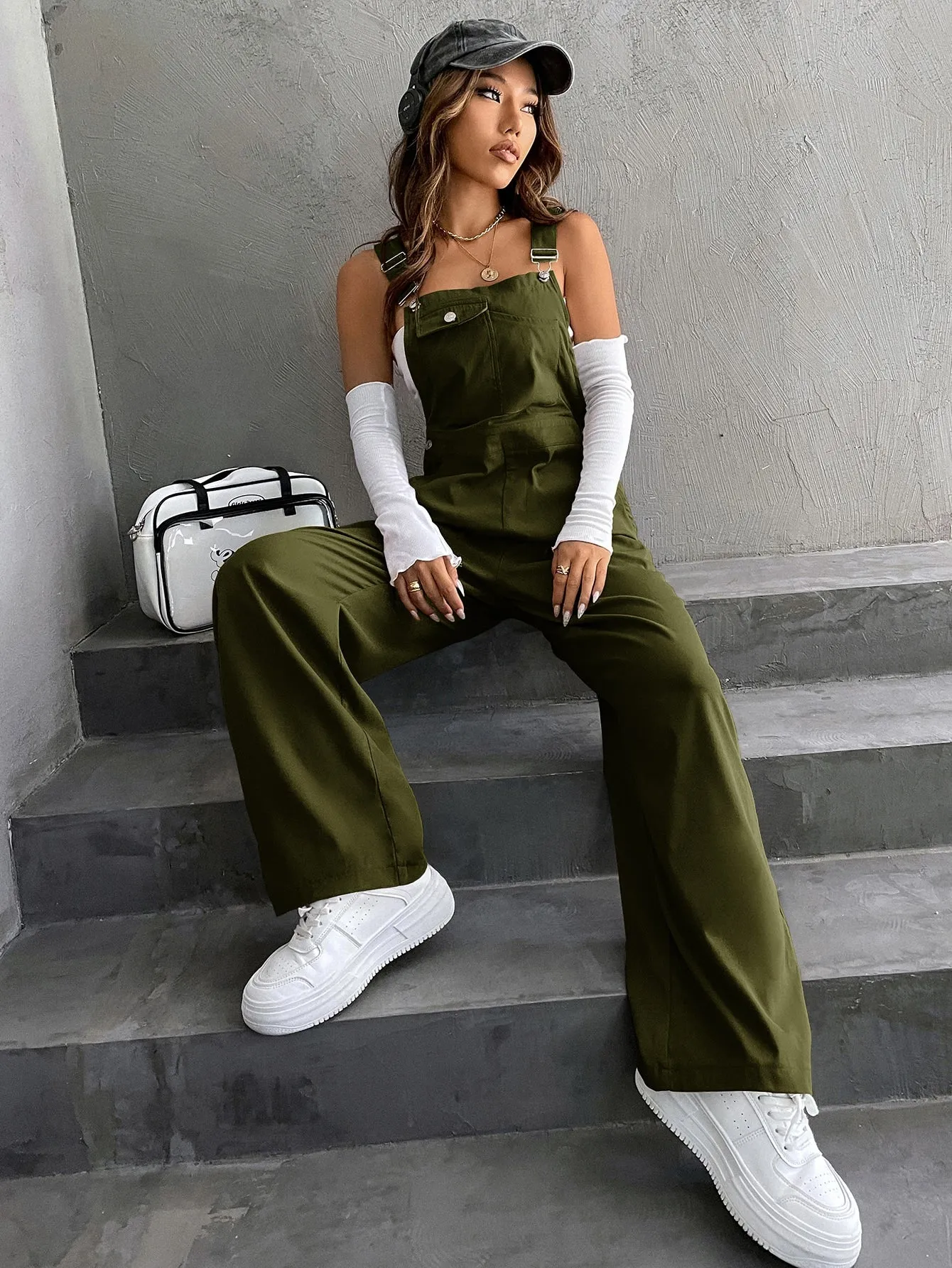 Flap Pocket Overall Jumpsuit Without Tube Top SS23