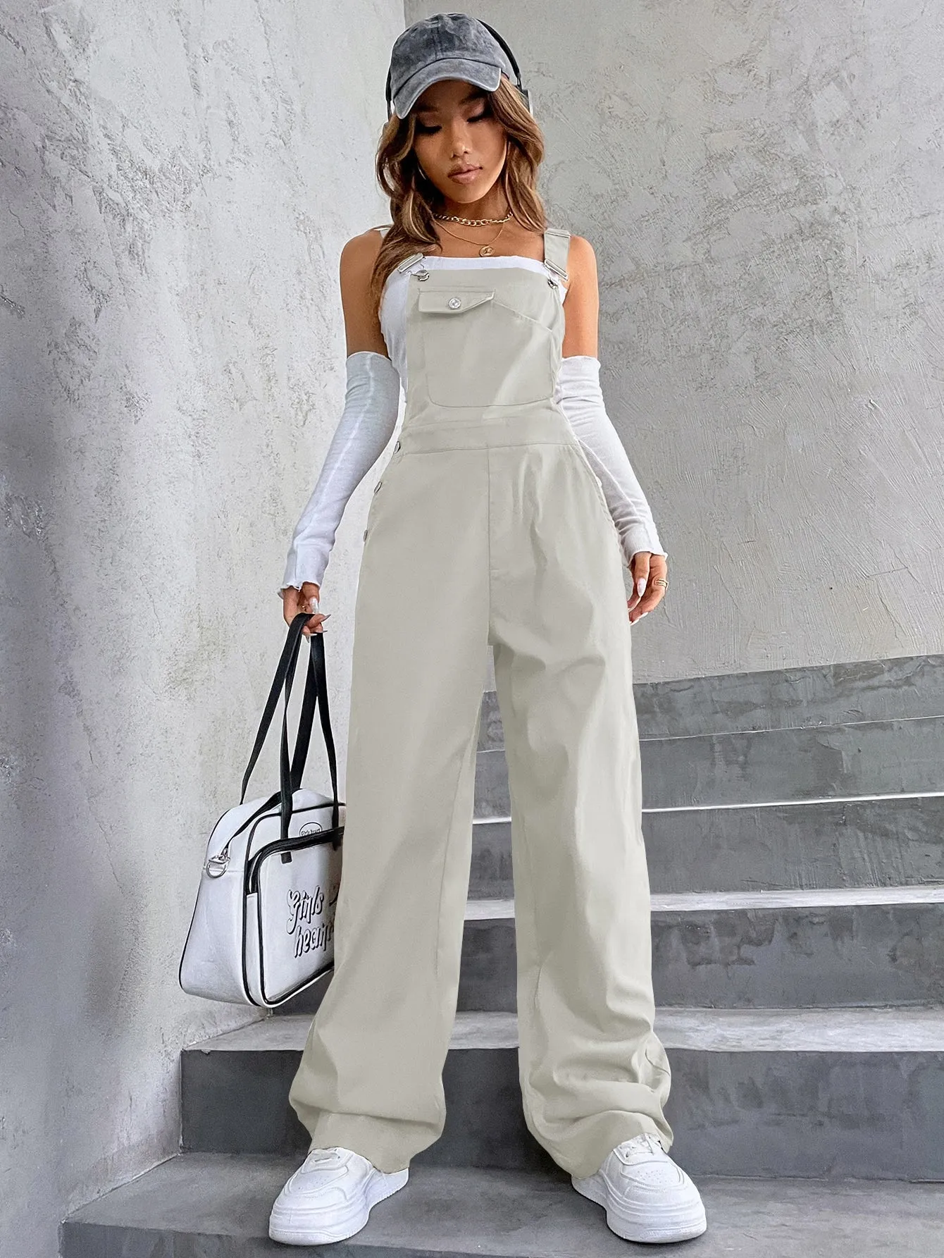 Flap Pocket Overall Jumpsuit Without Tube Top SS23