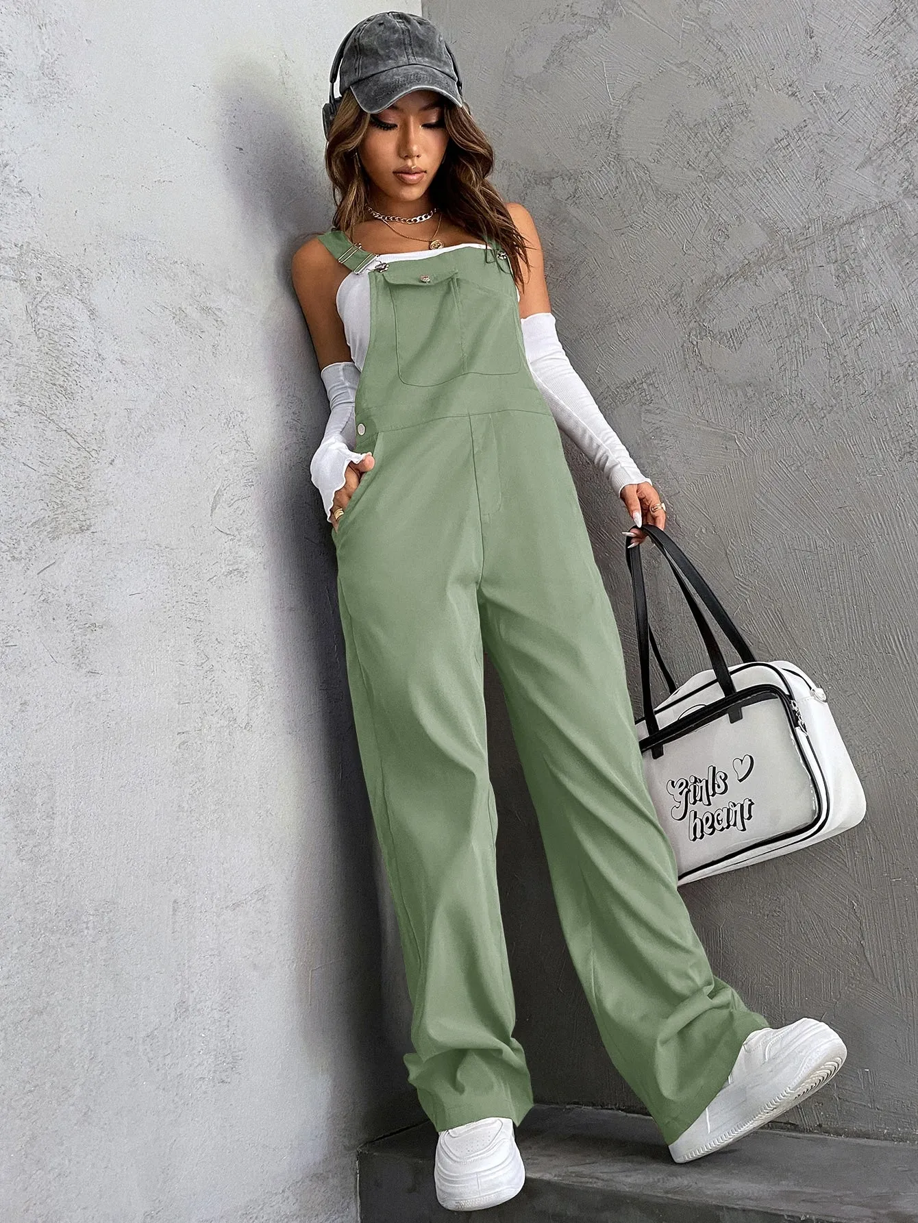 Flap Pocket Overall Jumpsuit Without Tube Top SS23