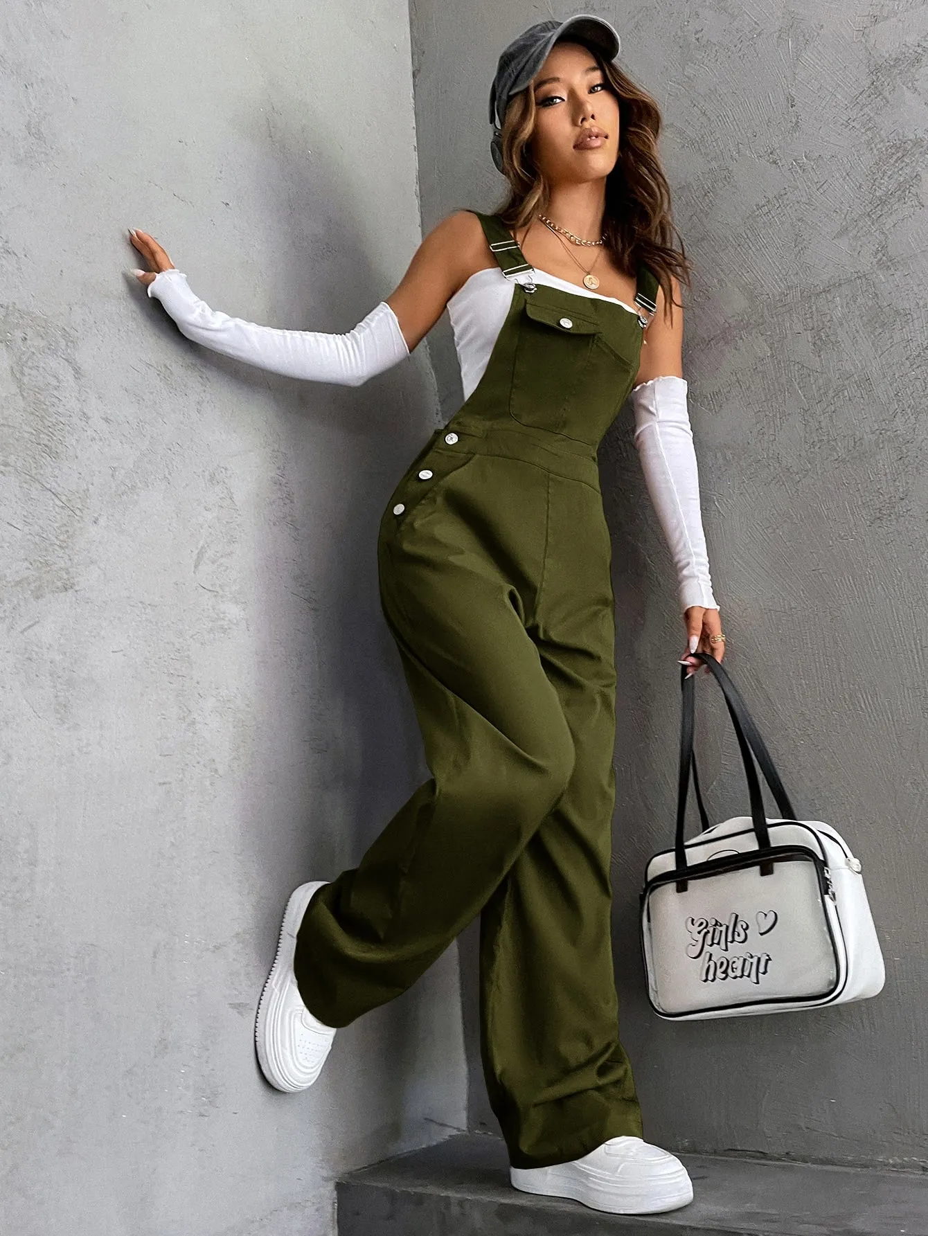 Flap Pocket Overall Jumpsuit Without Tube Top SS23